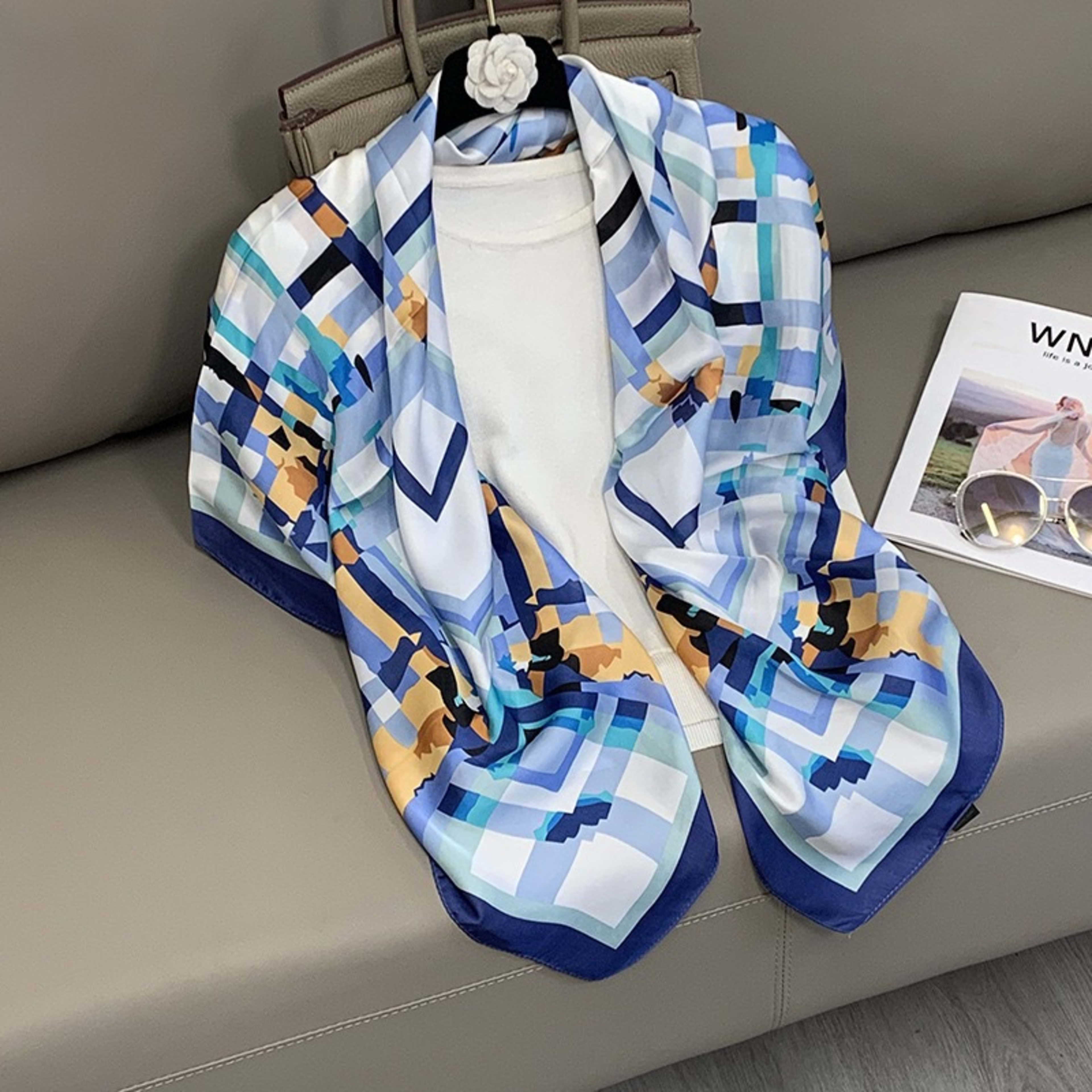 Creative Exotic-print Versatile Silk Scarf 9