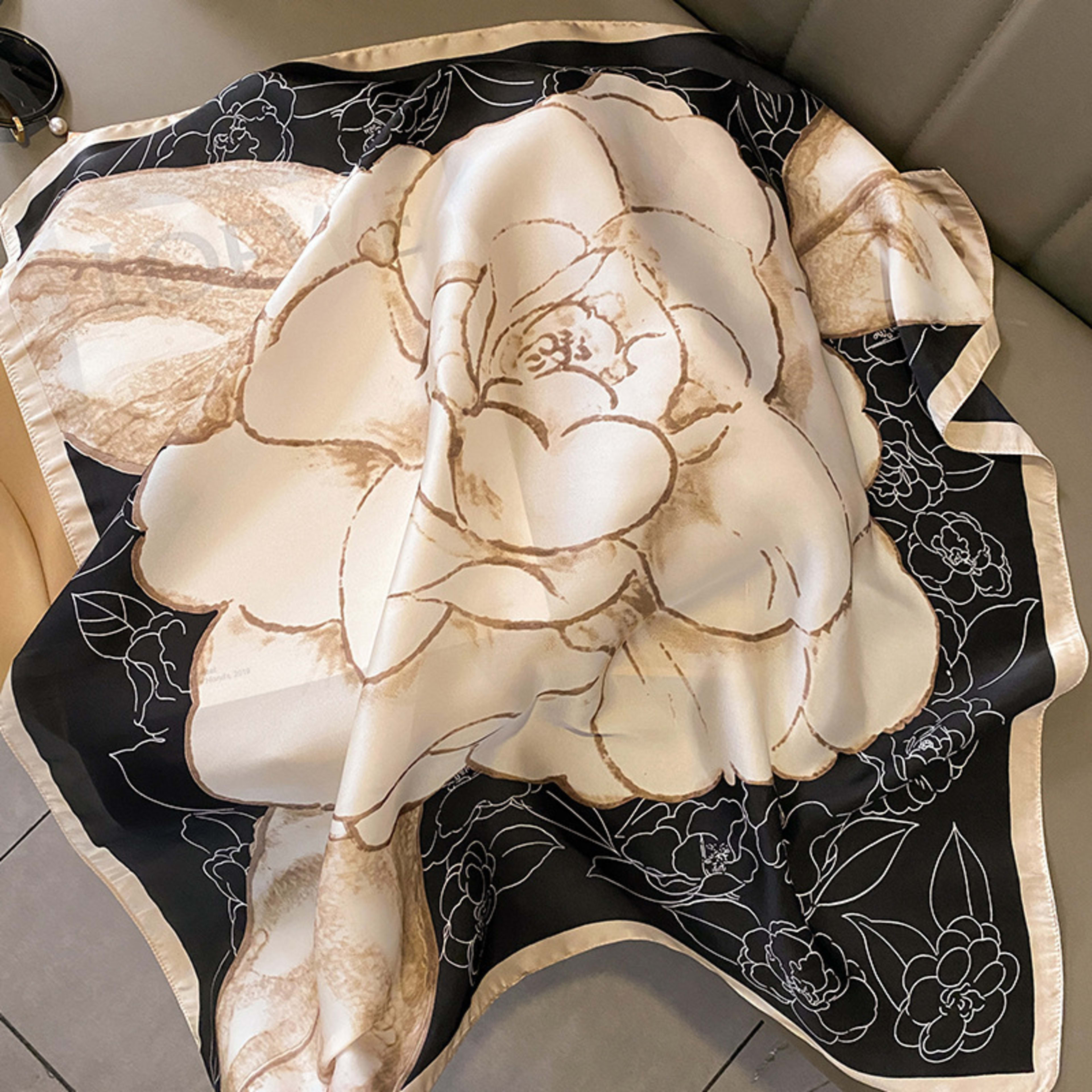 Small Scarf Vintage Printed Silk Scarf For Women 48