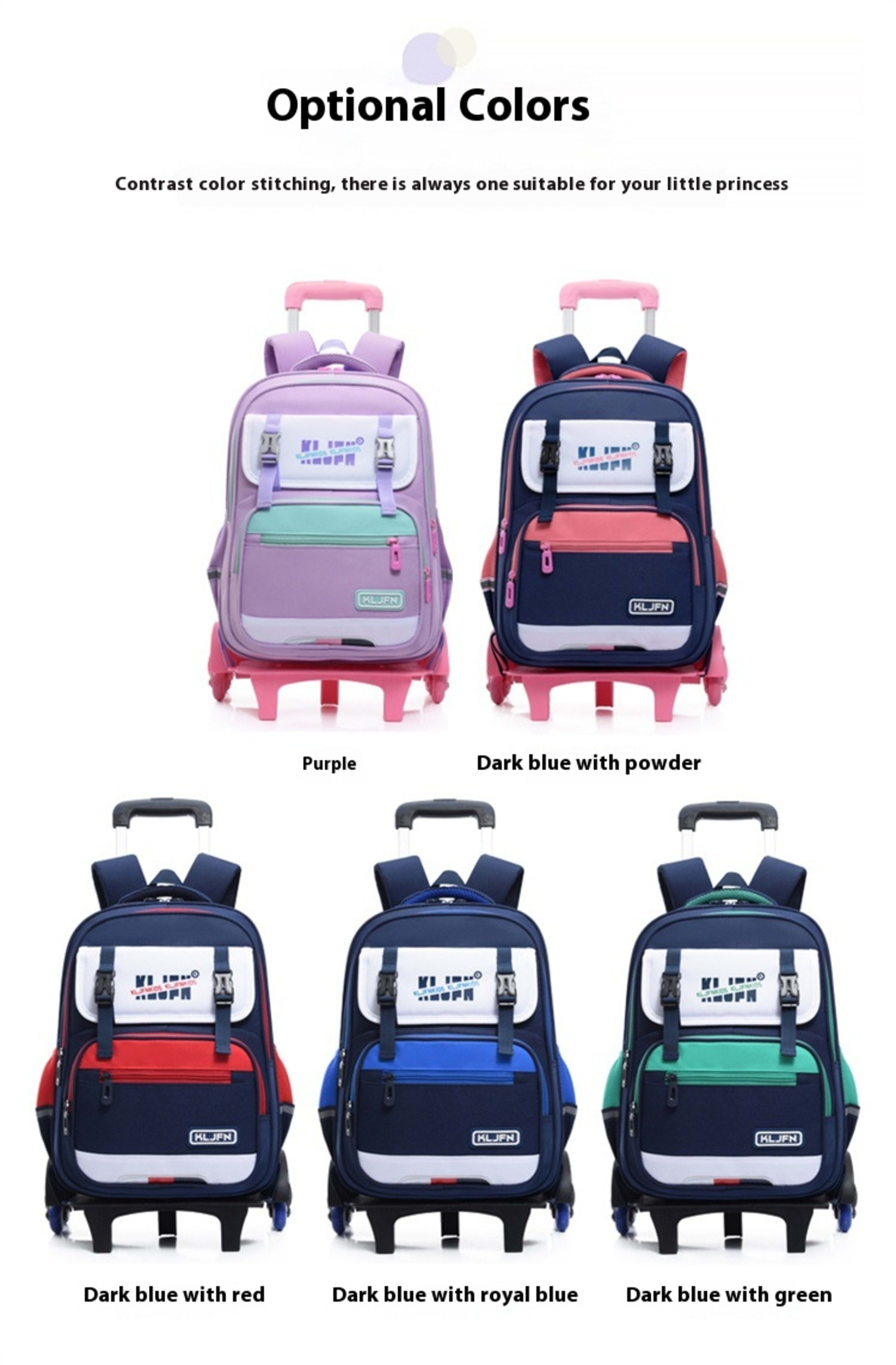 Children's Trolley Lightweight Shoulder Pad Wear-resistant Large Capacity Spine Protection Backpack Waterproof 2