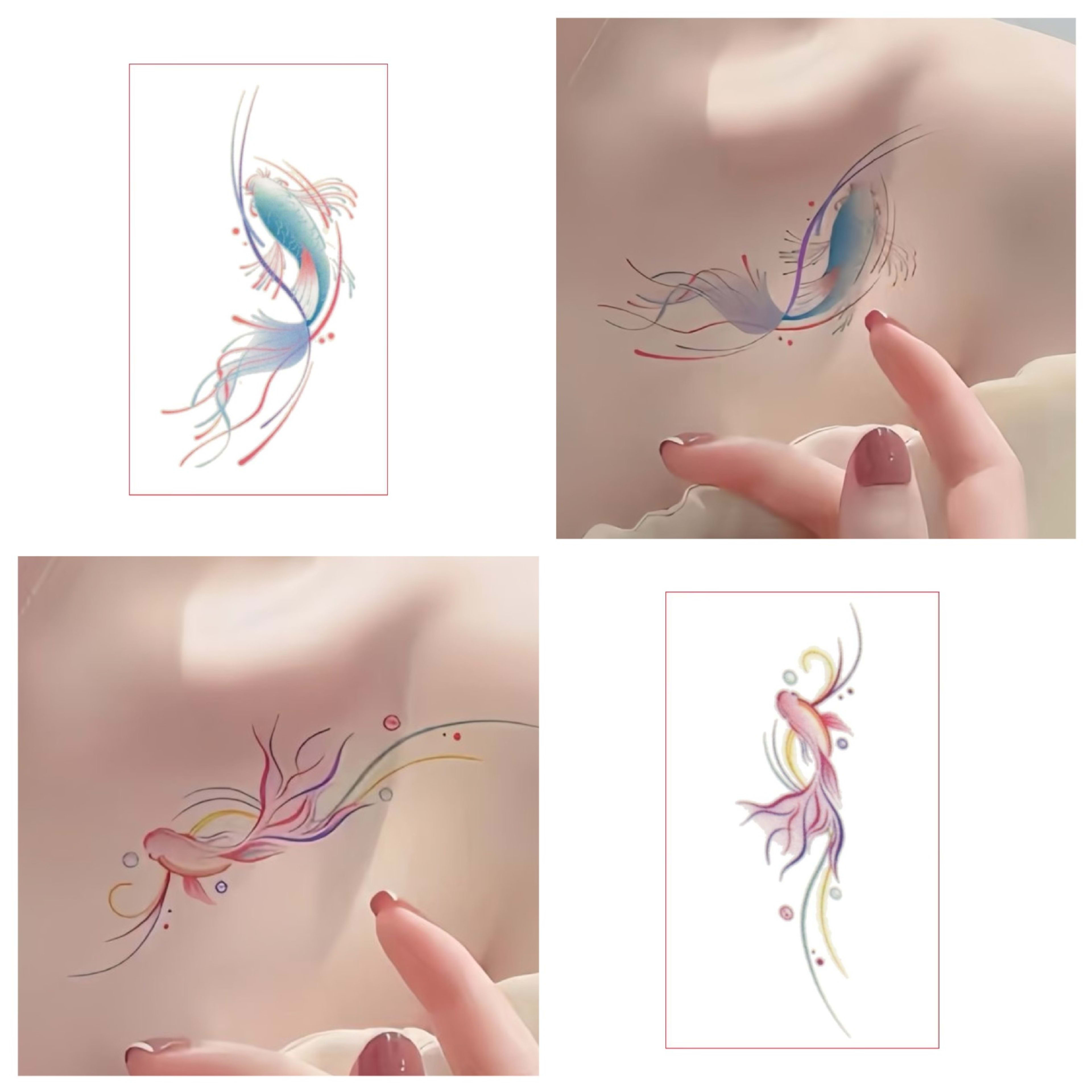 Pink Koi Tattoo Sticker Female High Sense Ins Waterproof And Durable 7