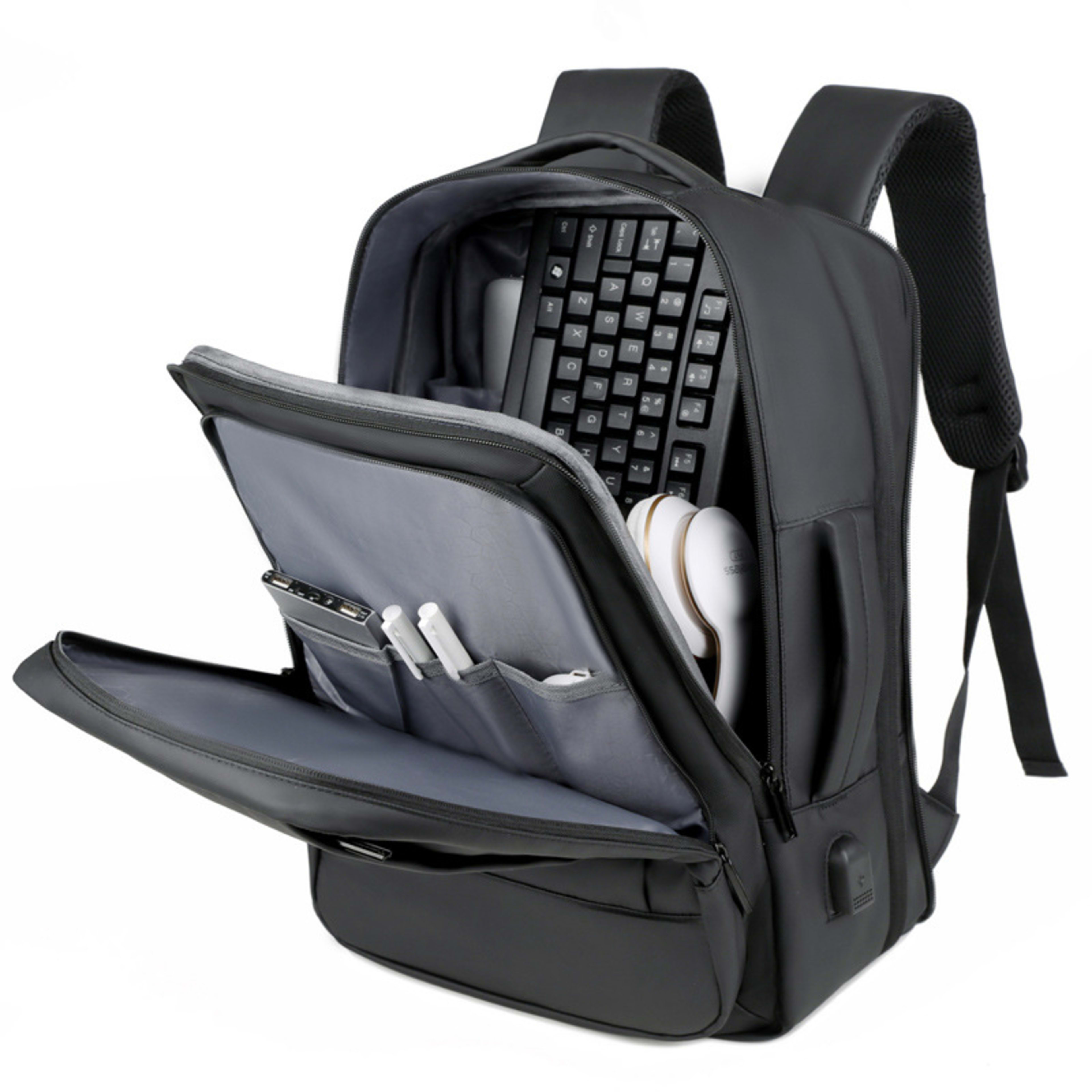 Large-Capacity Leather-Look Laptop Backpack 5