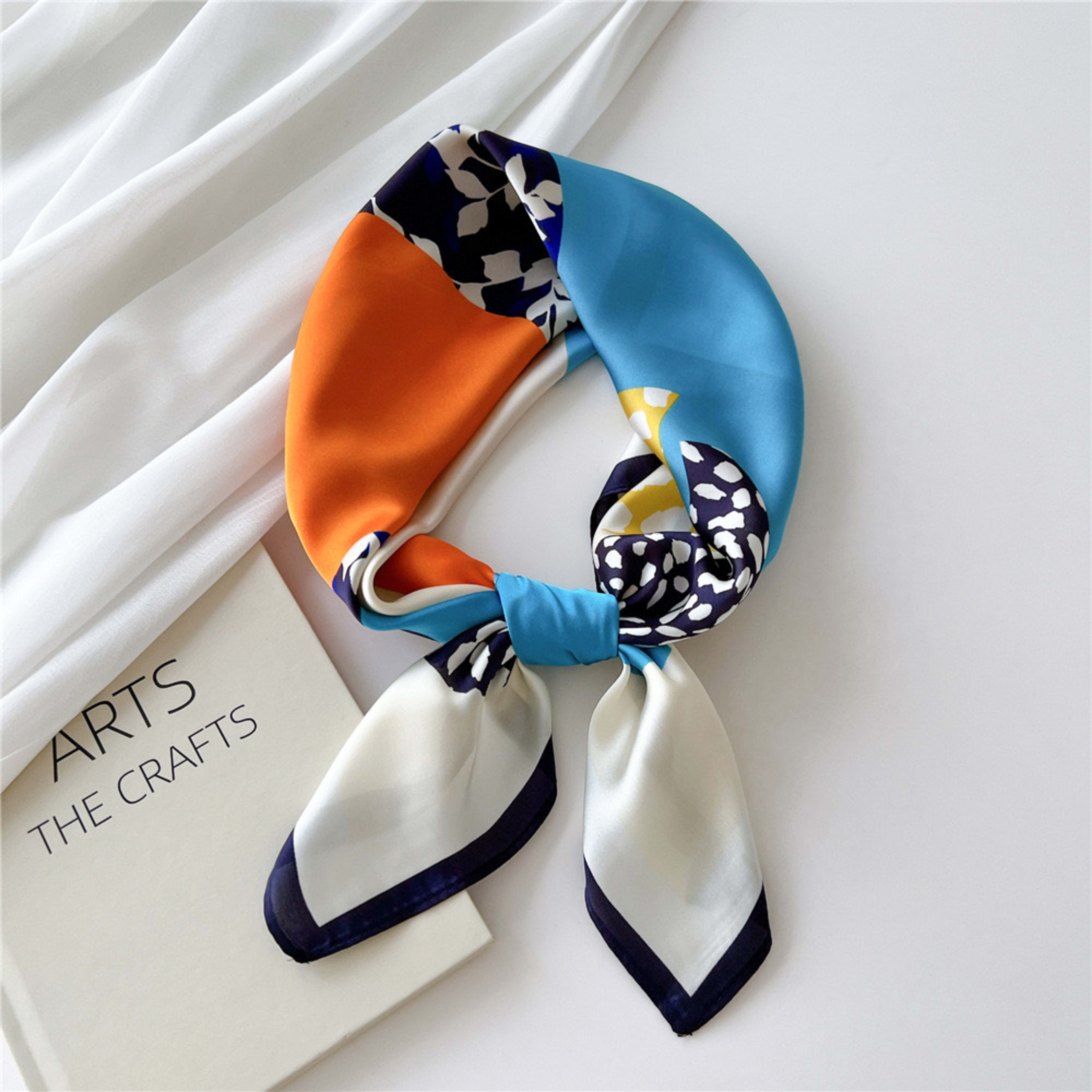 Small Scarf Vintage Printed Silk Scarf For Women 97