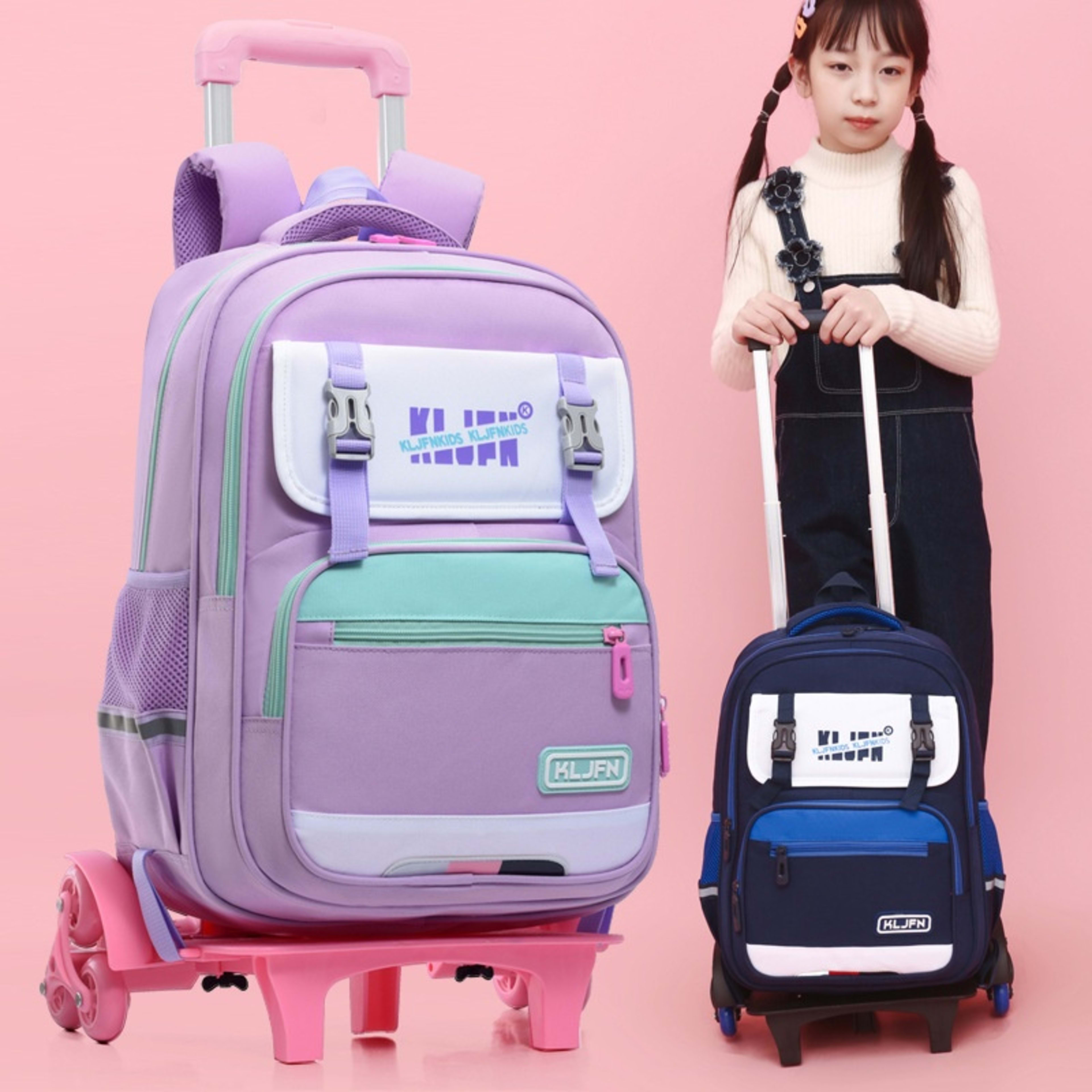 Children's Trolley Lightweight Shoulder Pad Wear-resistant Large Capacity Spine Protection Backpack Waterproof 37