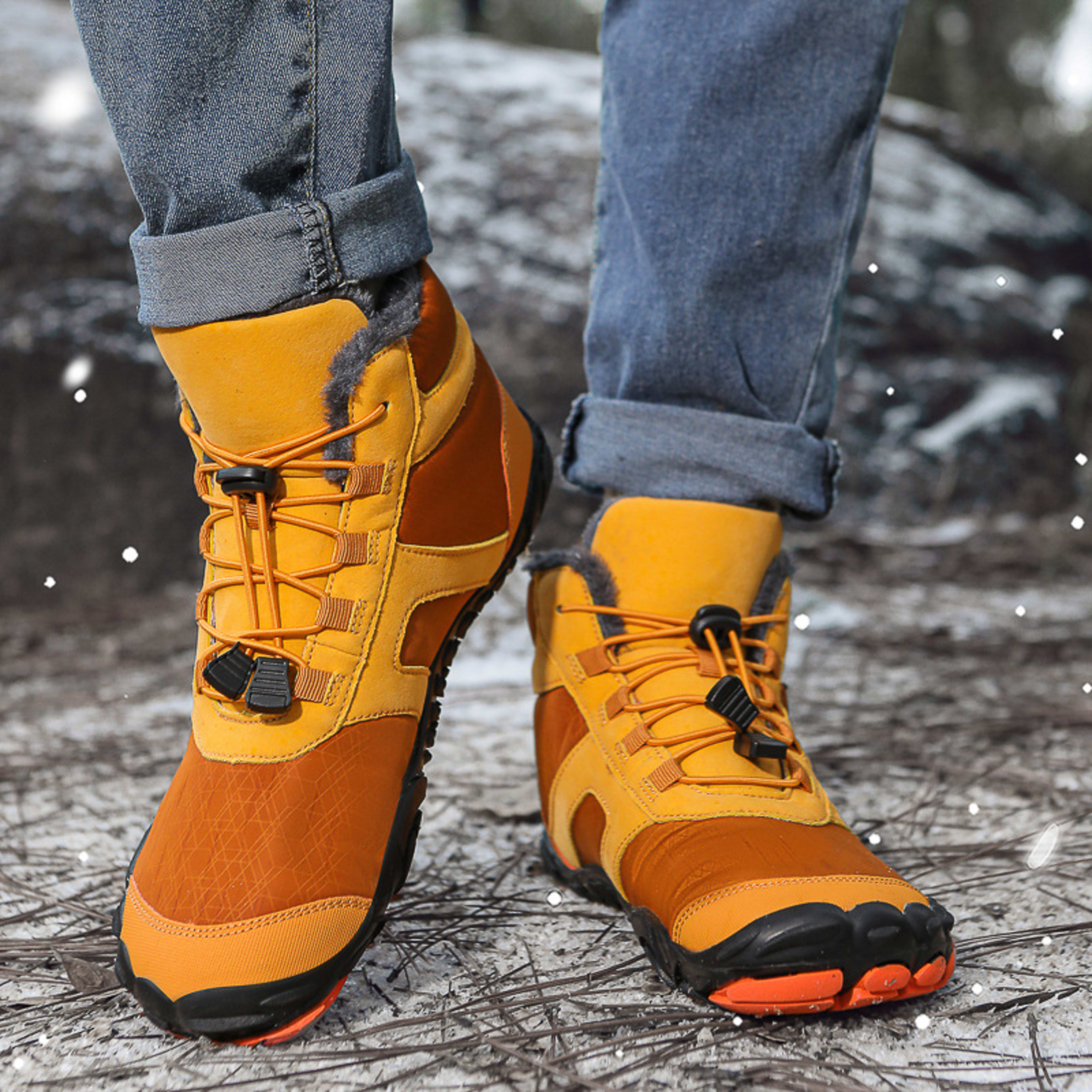 Fleece-lined Water-repellent Five-finger Snow Boots Thermal Non-slip Cotton-padded Shoes 3
