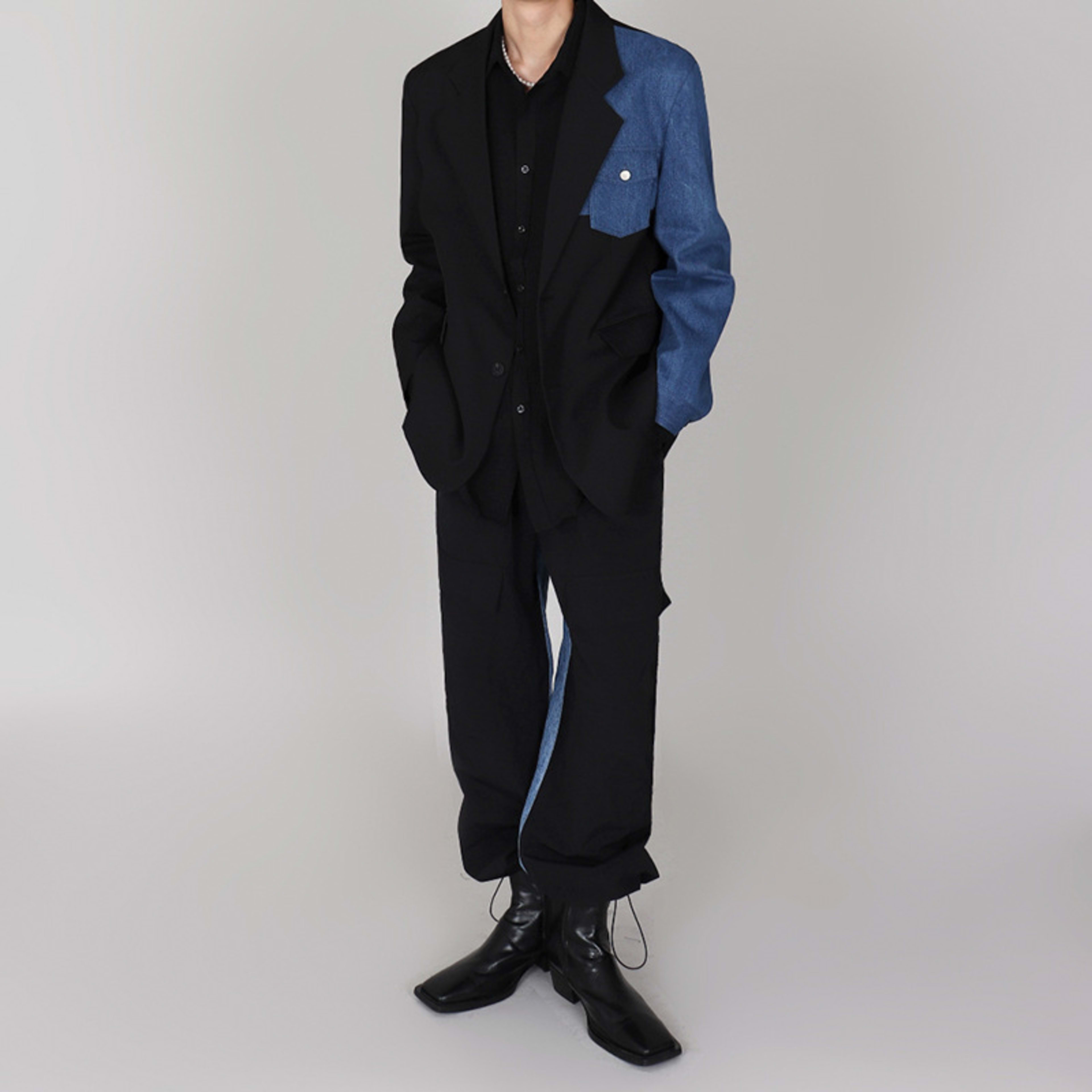 Comfortable And Versatile Denim-Panel Blazer 3