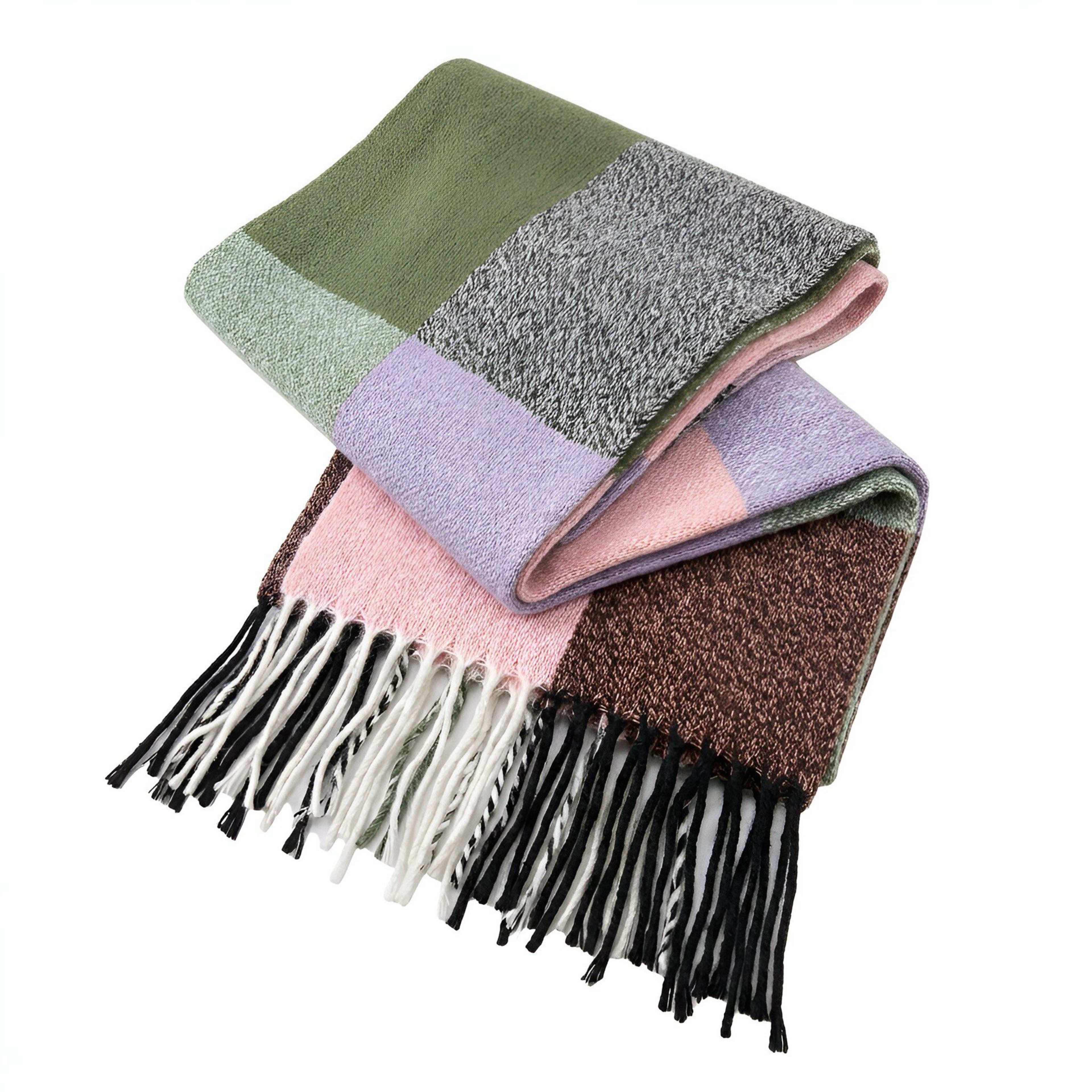 British-style Mens And Womens Couple Tassel Scarf With Large Plaid Pattern 15