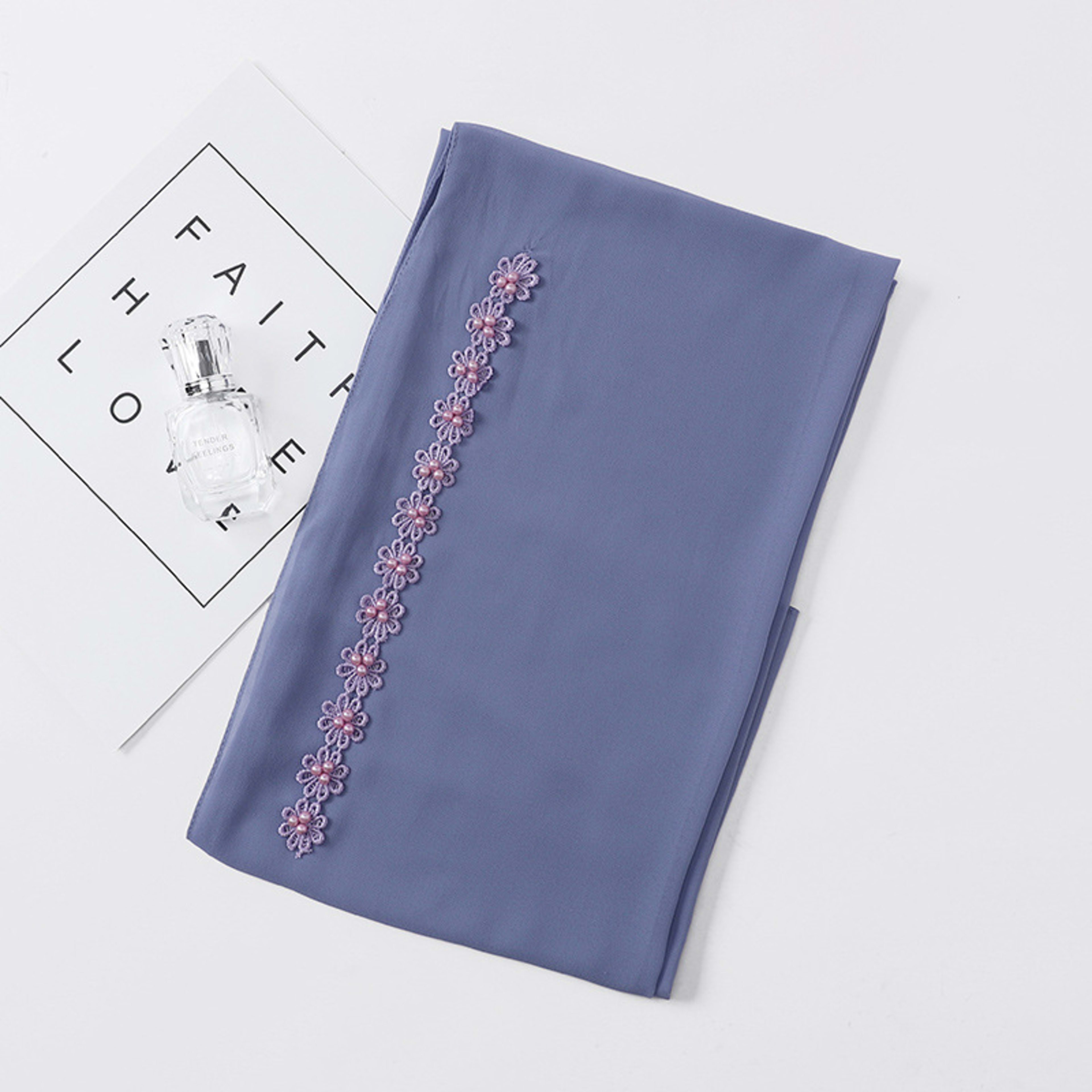 Pearl Chiffon Nail Pearl Decorative Headscarf 16