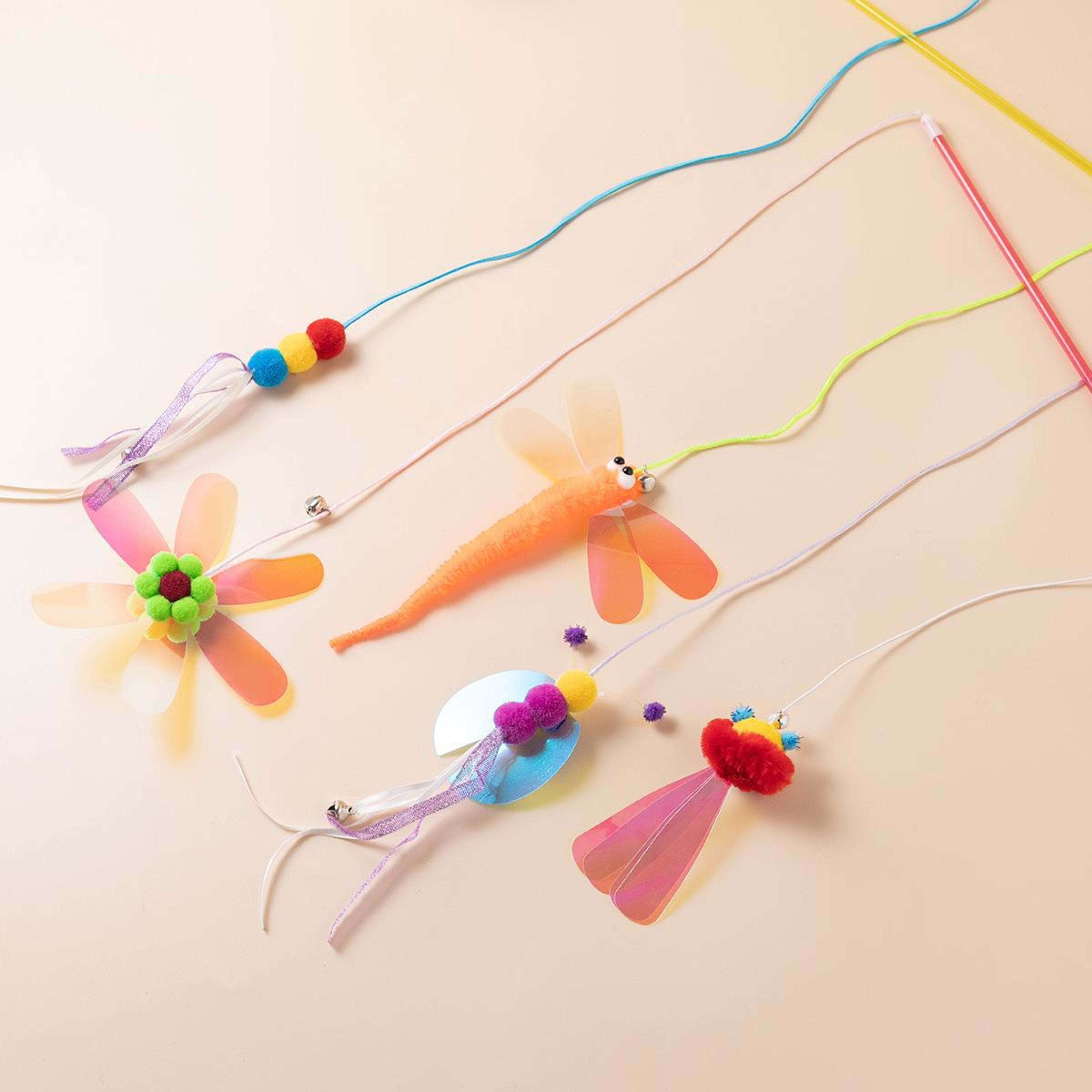 Cat Teaser Wand Toy With Shiny, Reflective Plastic Pieces 8