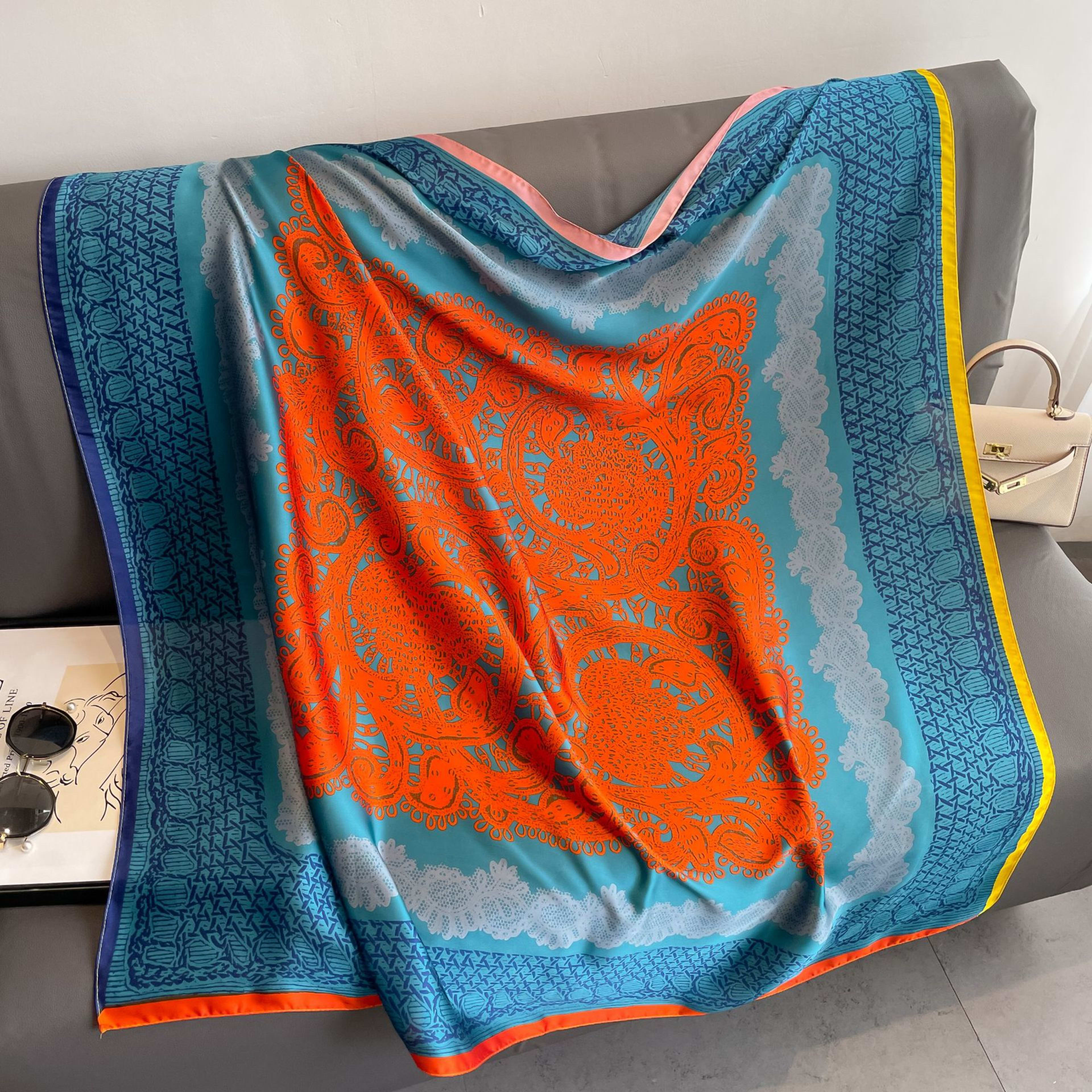 Creative Exotic-print Versatile Silk Scarf 23