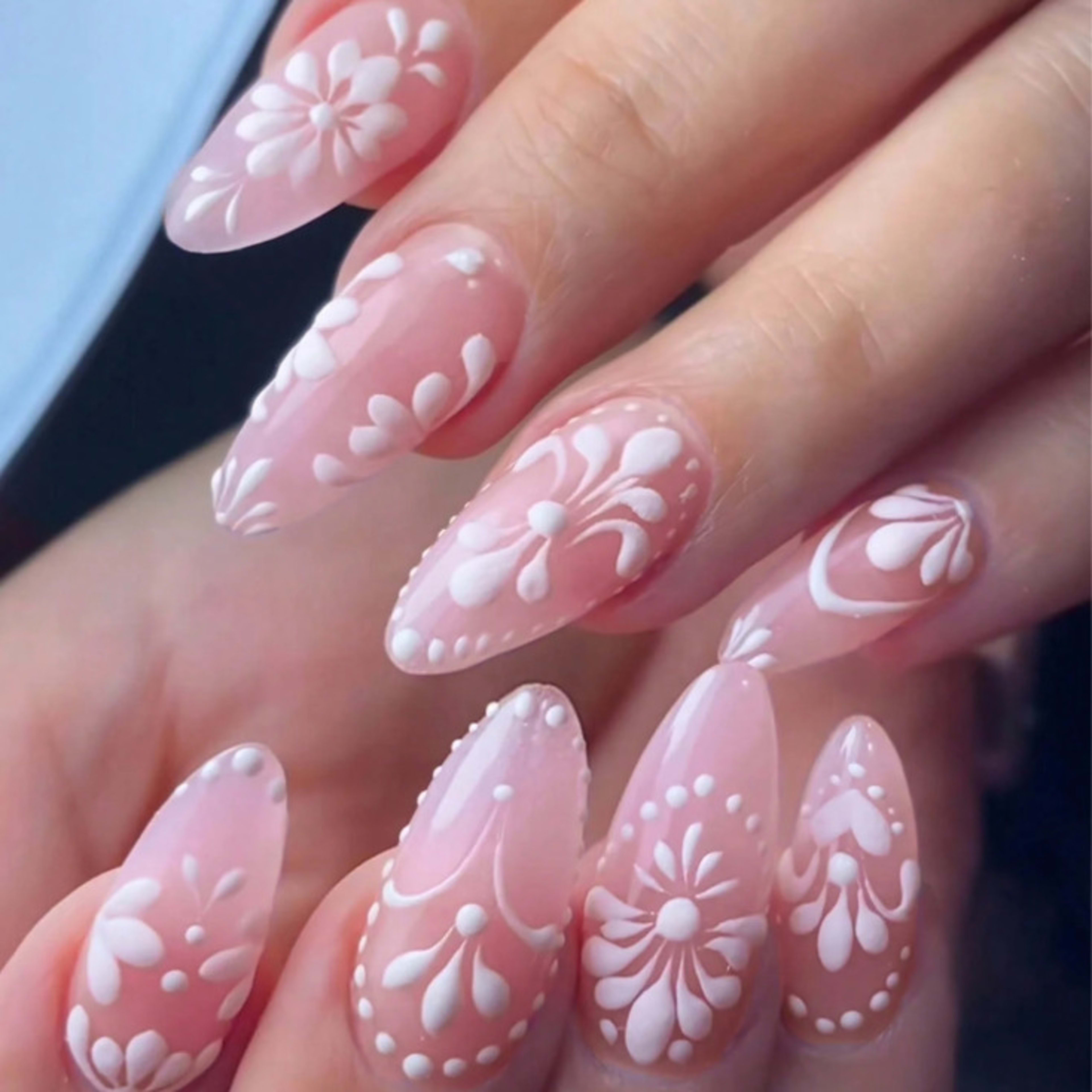 Three-dimensional Relief Flower Wearable Nails Removable Nail Tips 4