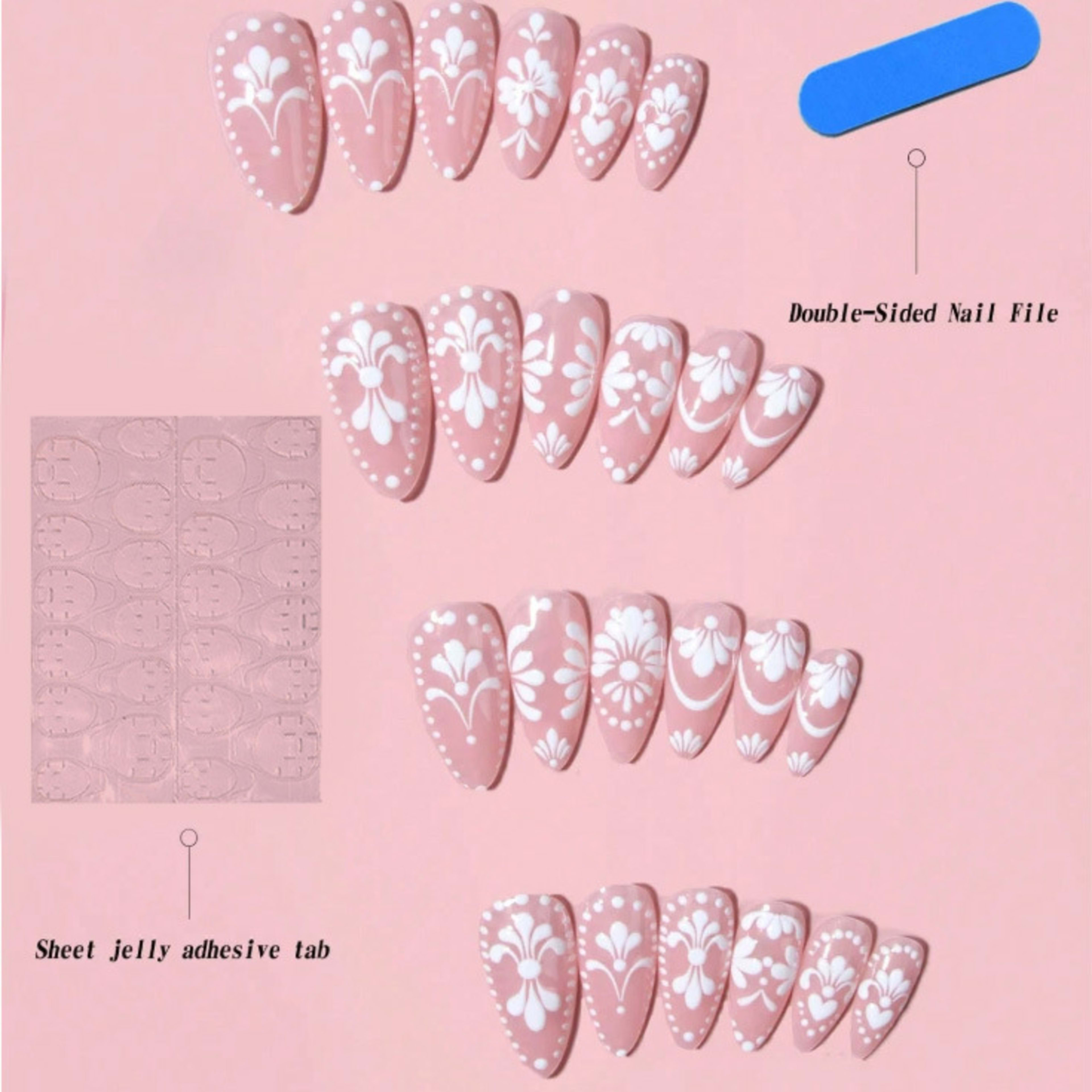 Three-dimensional Relief Flower Wearable Nails Removable Nail Tips 2