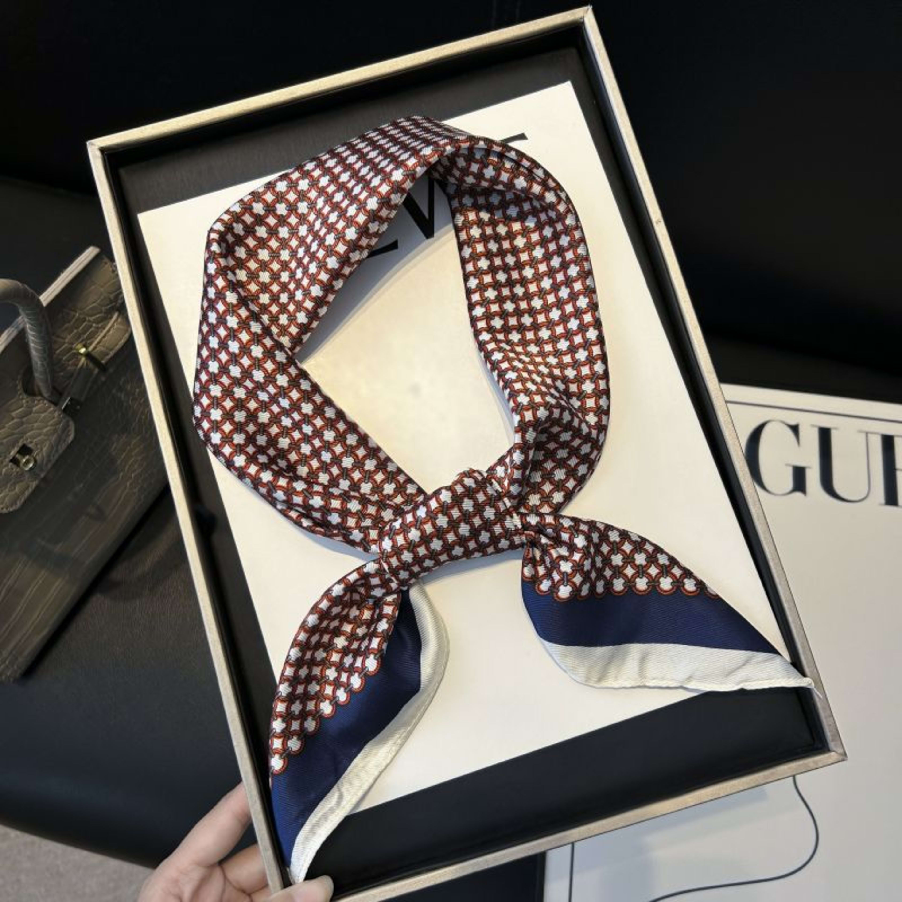New High-end Twill Silk-look Square Scarf 10