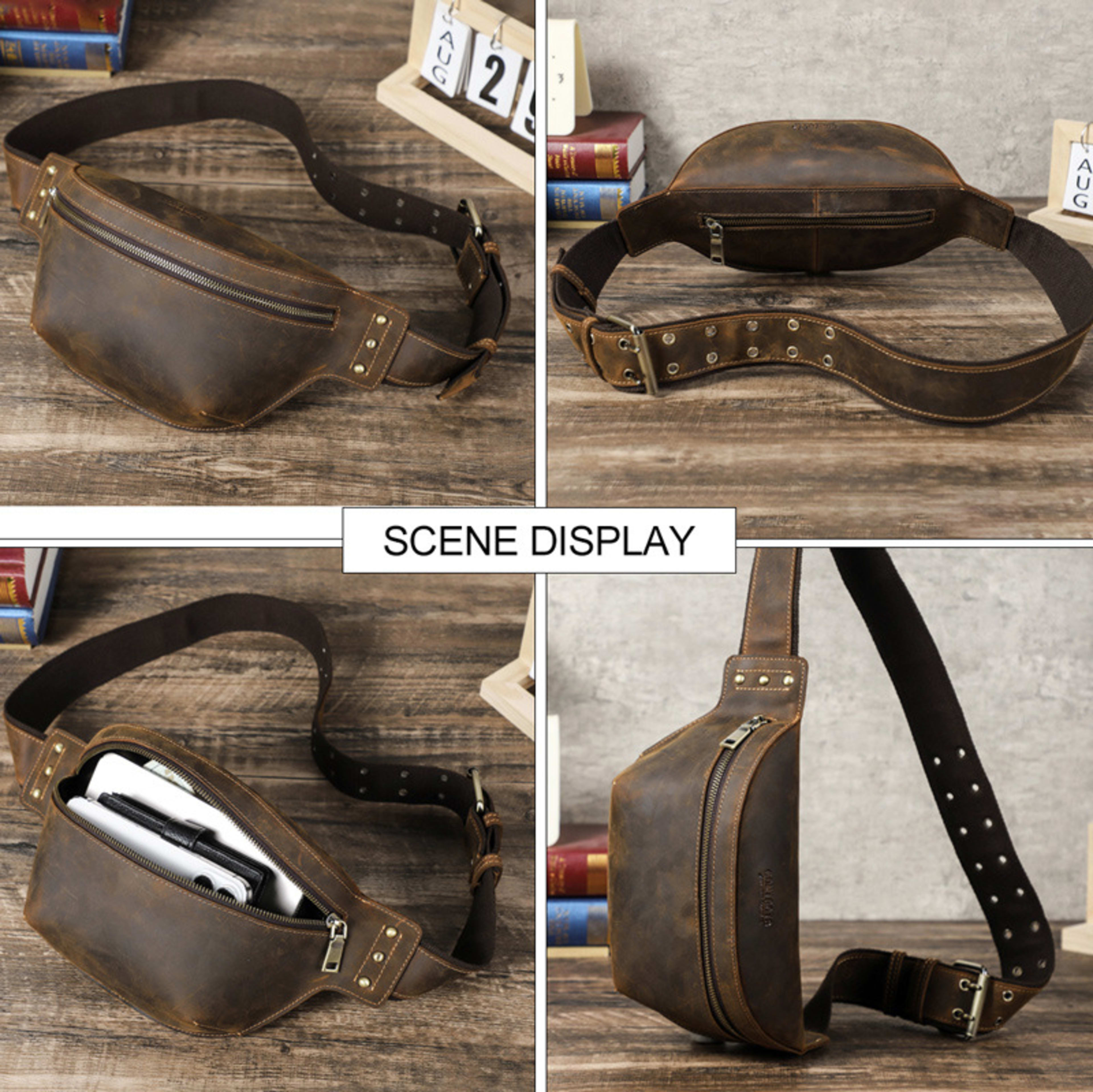 Retro Horsehide Waist Bag For Men