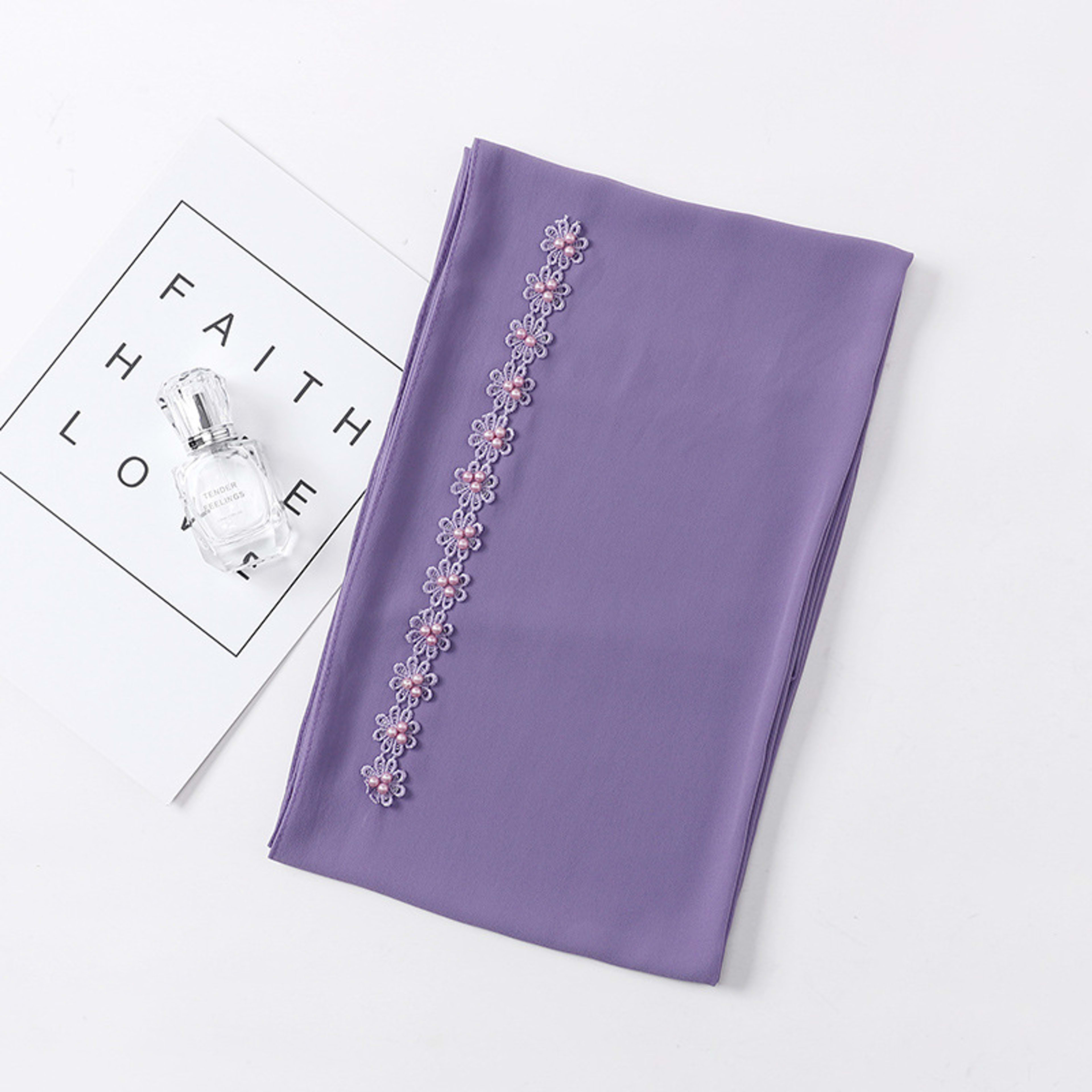 Pearl Chiffon Nail Pearl Decorative Headscarf 21