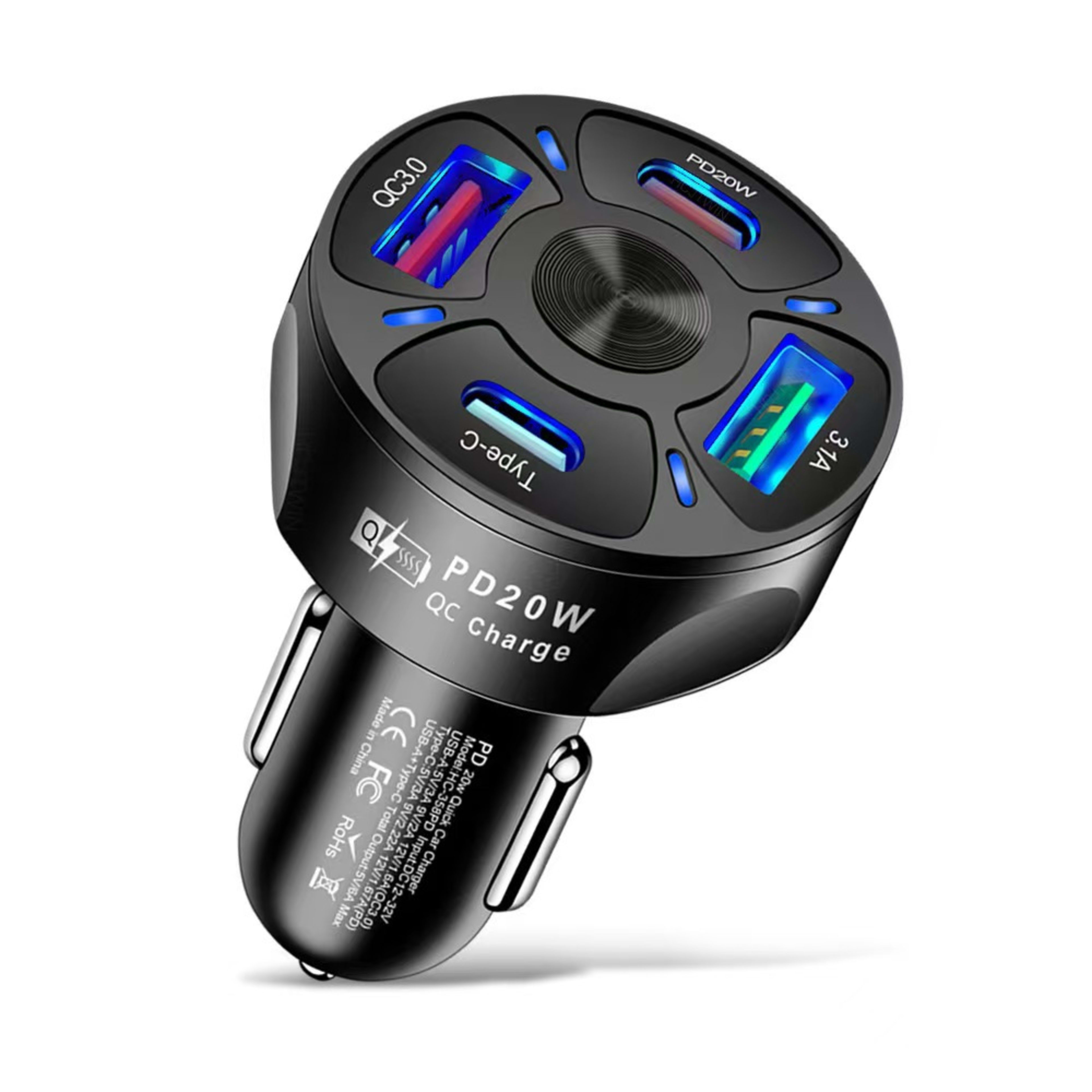 2-USB 2-PD Car Cigarette Lighter Plug Charger 6