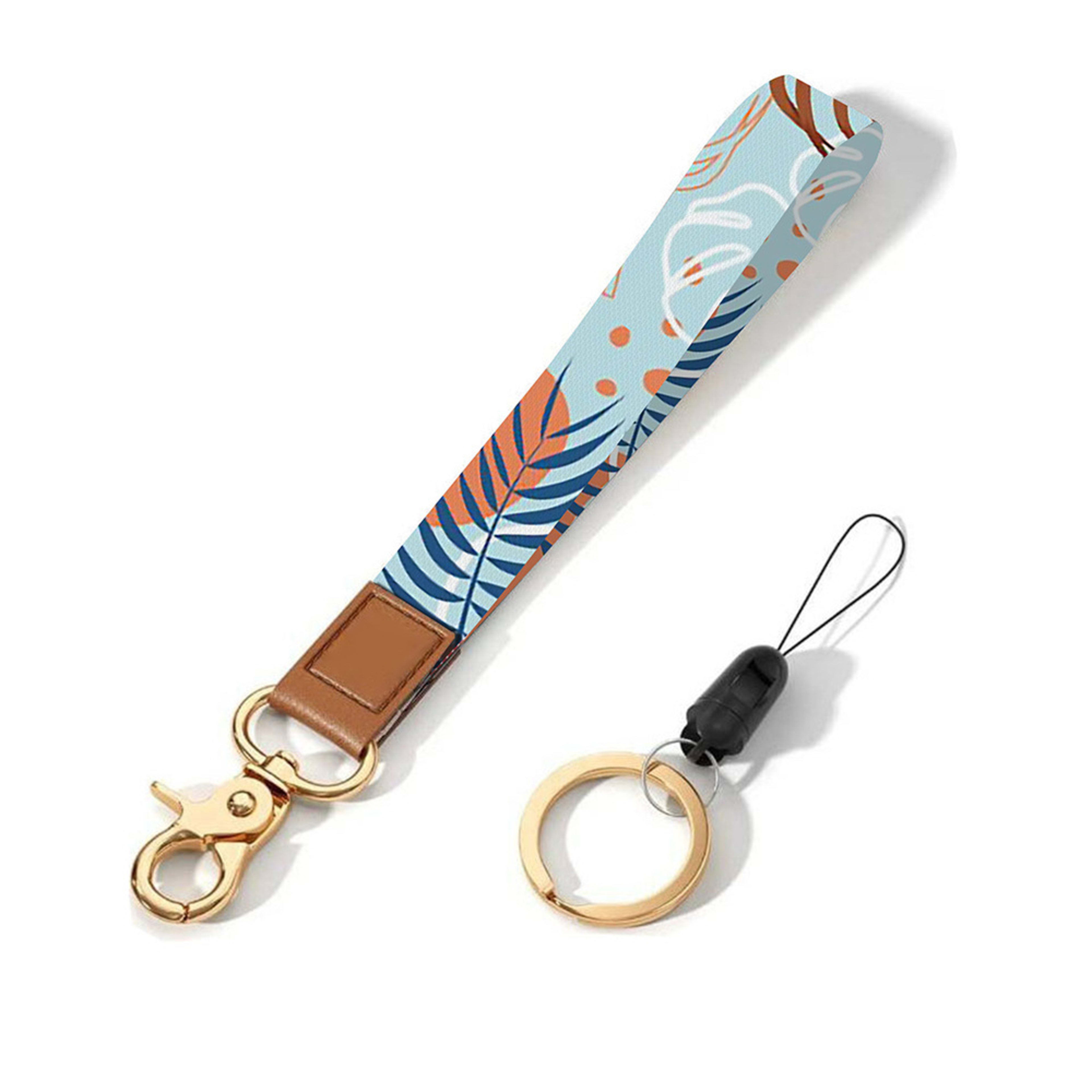 Leather-Polyester Wrist-Neck Dual-Use Keychain Lanyard 9