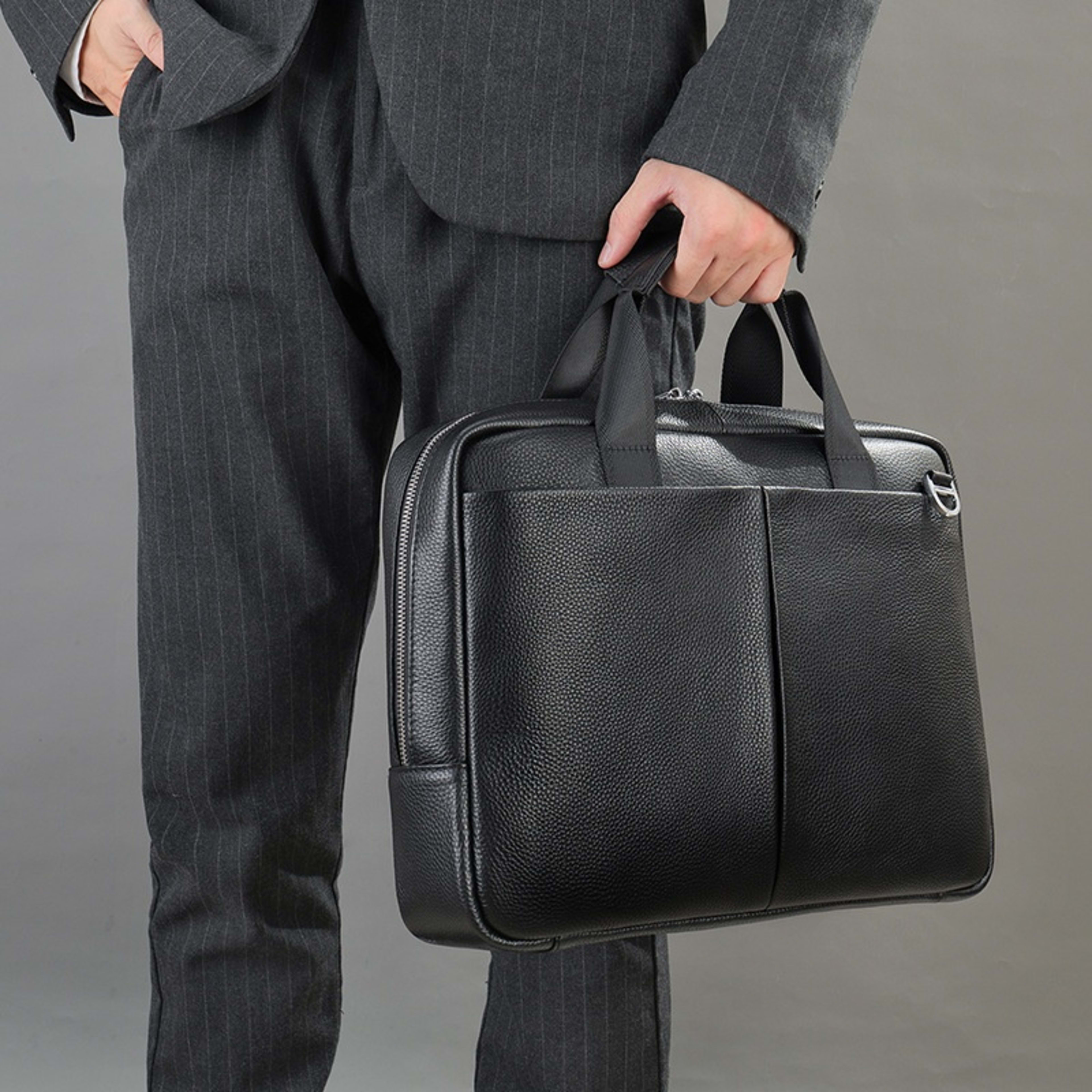 Genuine Leather Large Capacity Briefcase Men's Horizontal First Layer Cowhide Computer Storage Bag 4