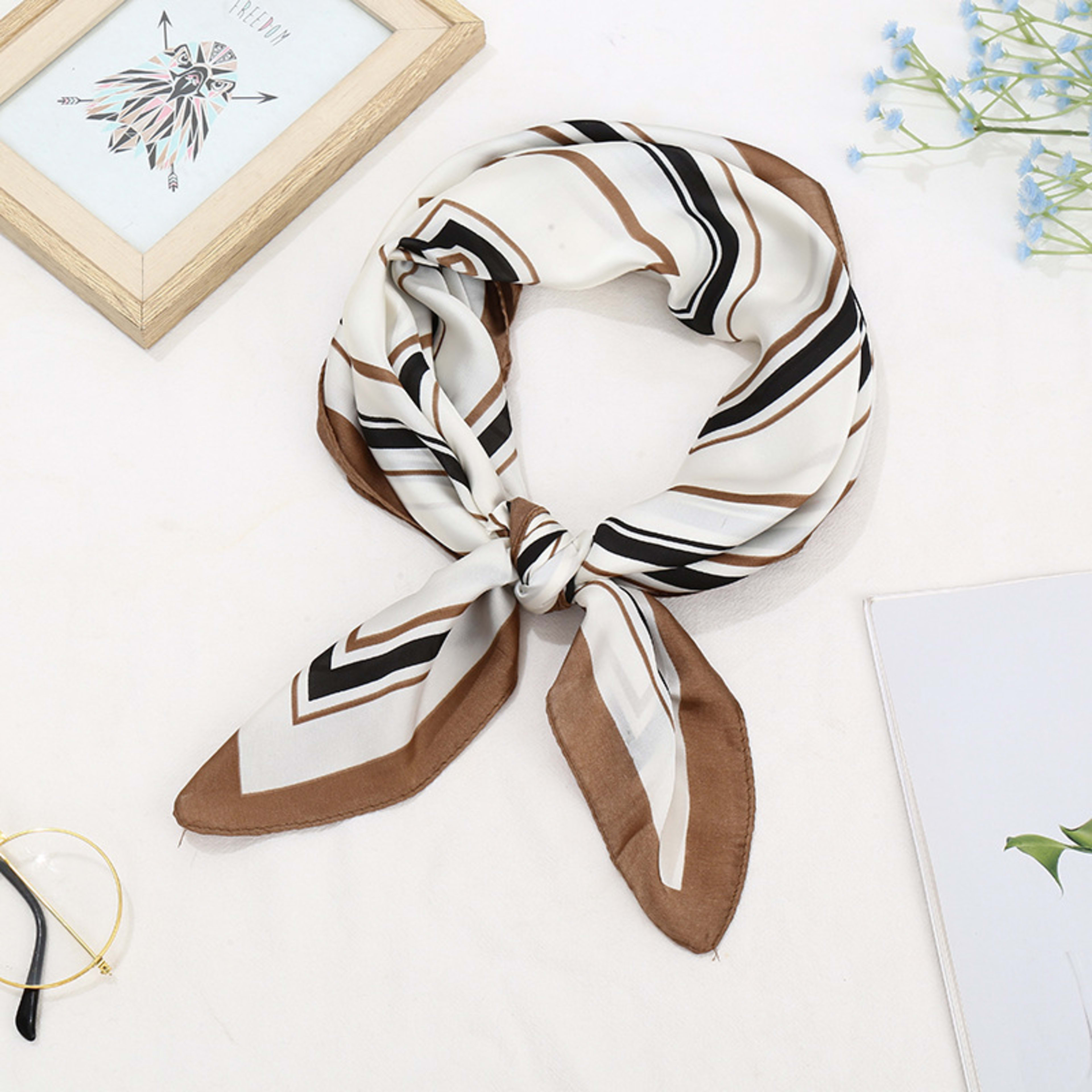 Small Scarf Vintage Printed Silk Scarf For Women 65