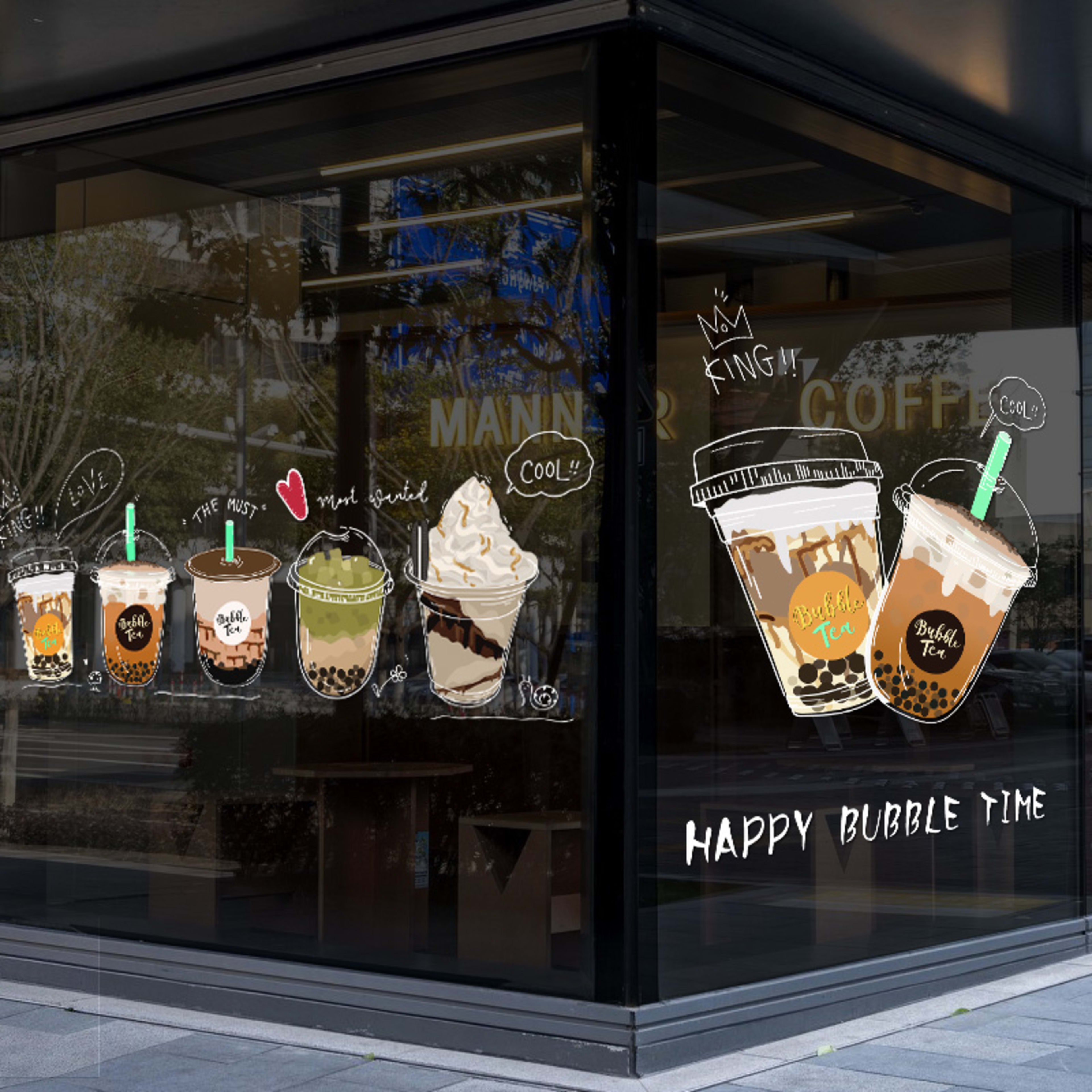Milk Tea Shop Decoration Decoration Glass Doors Stickers 3