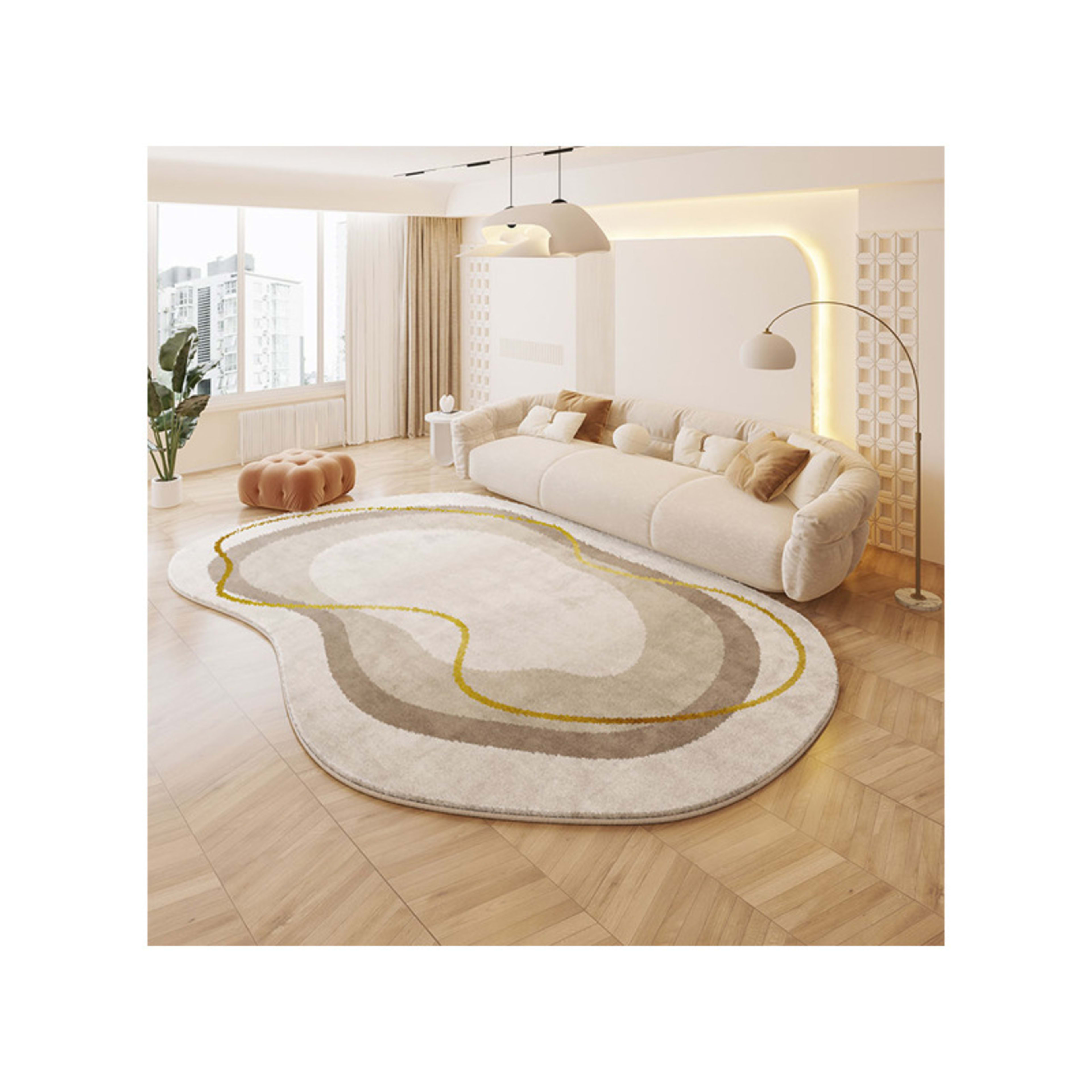 Cream Colored Stain-resistant And Easy To Maintain Cashmere Look Rug 16