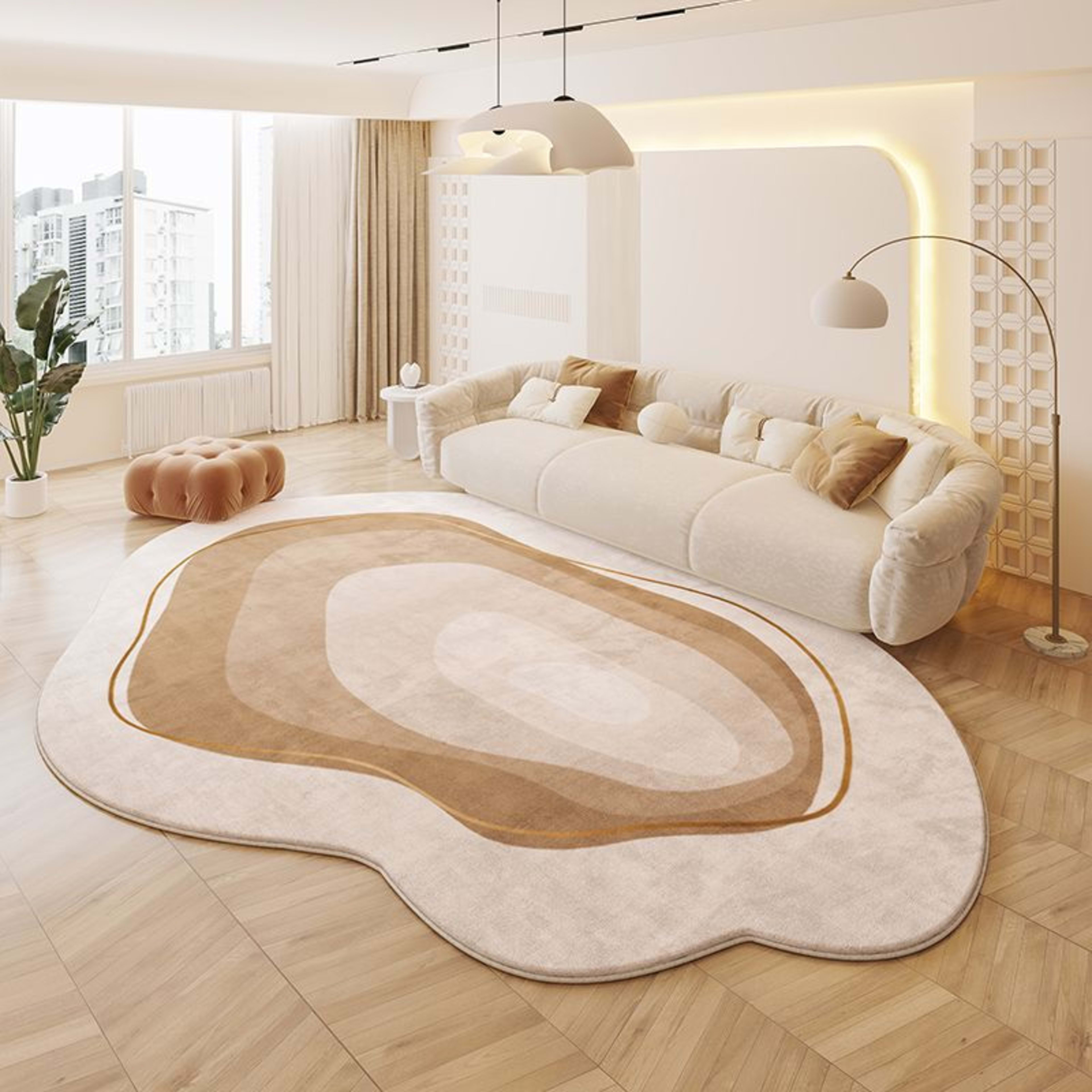 Cream Colored Stain-resistant And Easy To Maintain Cashmere Look Rug 5