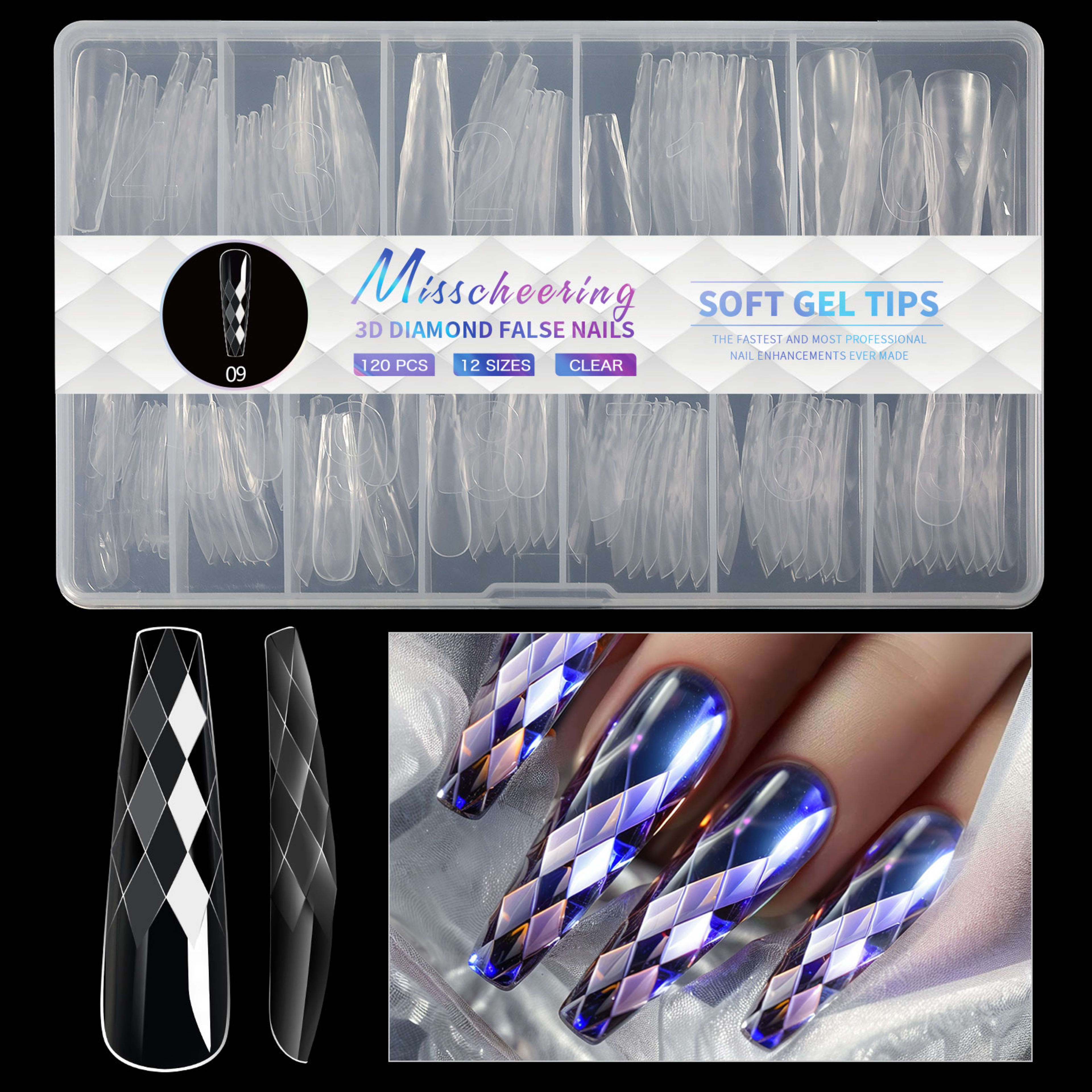 3D Diamond Wear Long Shaping Nail Tip 9