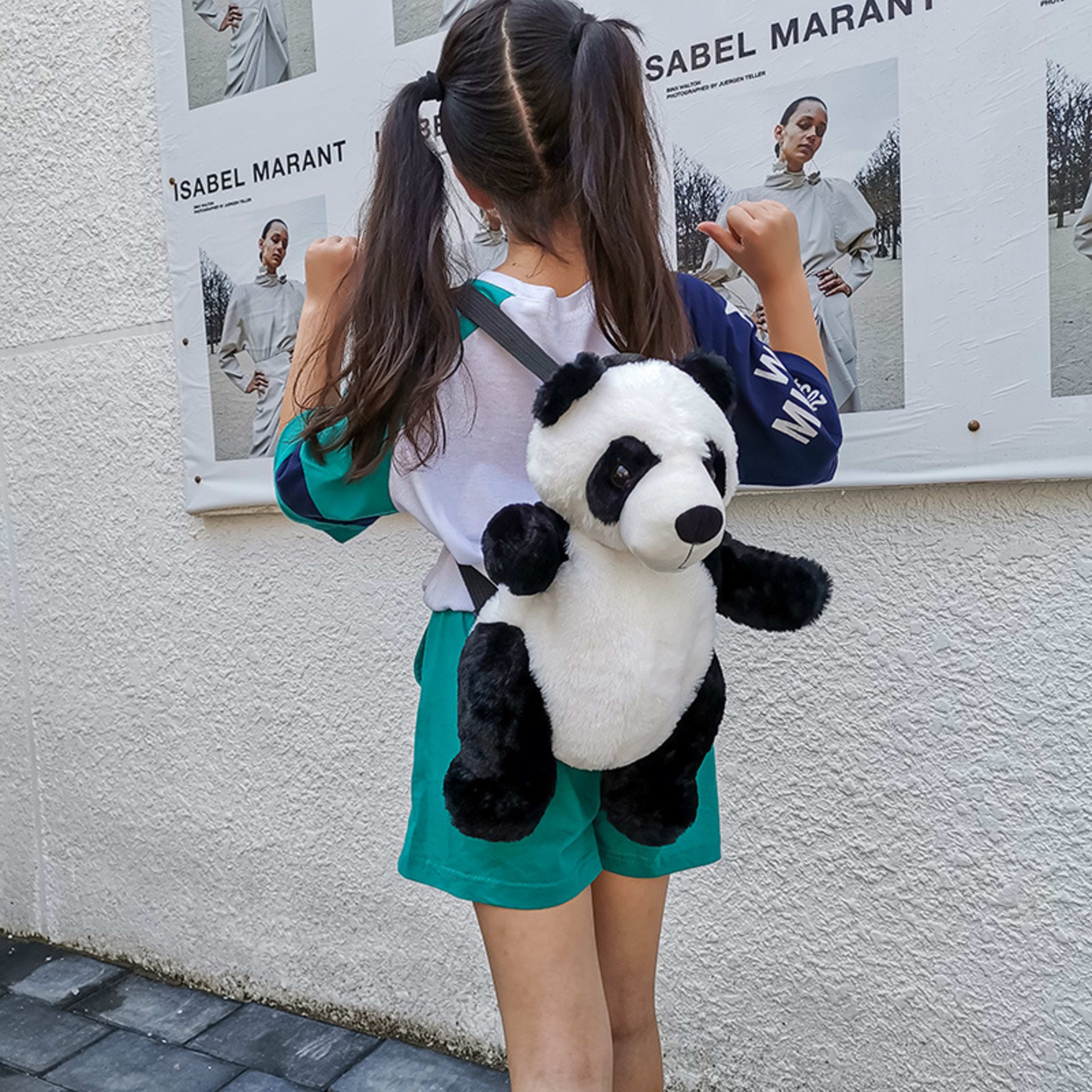 Cute Panda Small Backpack Fashion Boys And Girls Cartoon Plush Bag 3