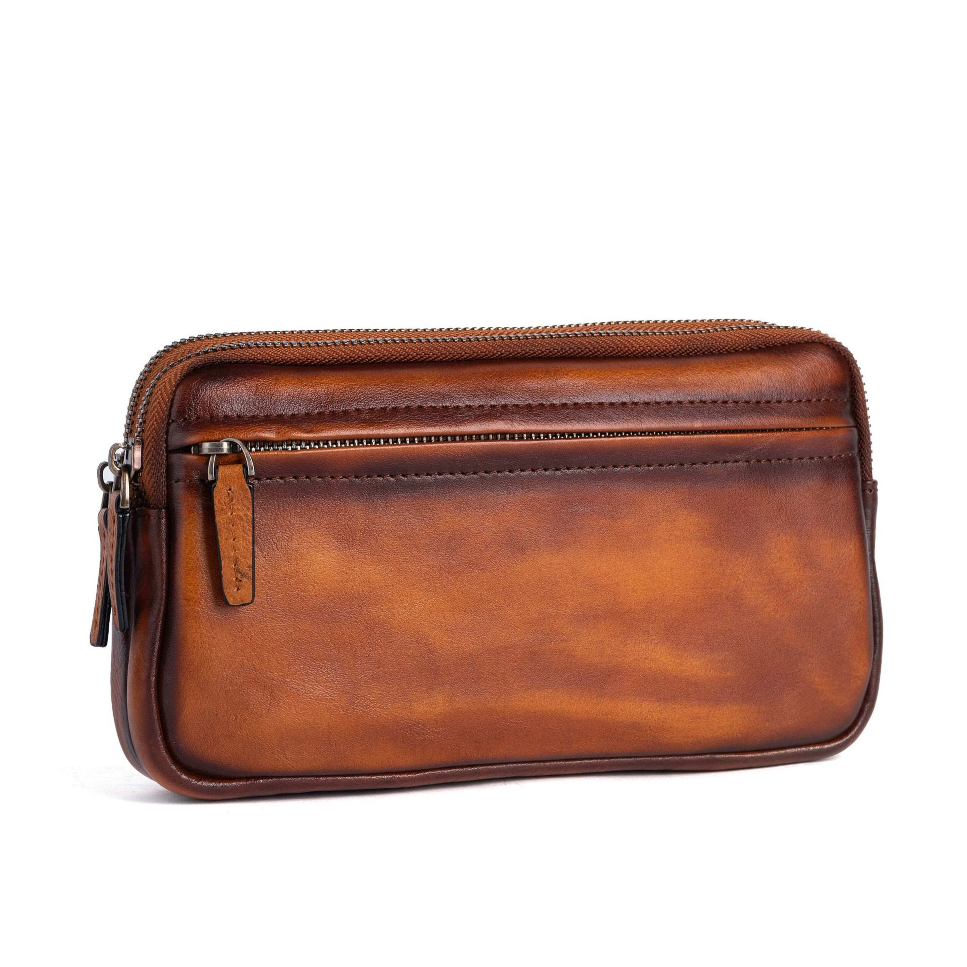 Vertical Model In Square Shape First Layer Cowhide Casual Clutch Men 2