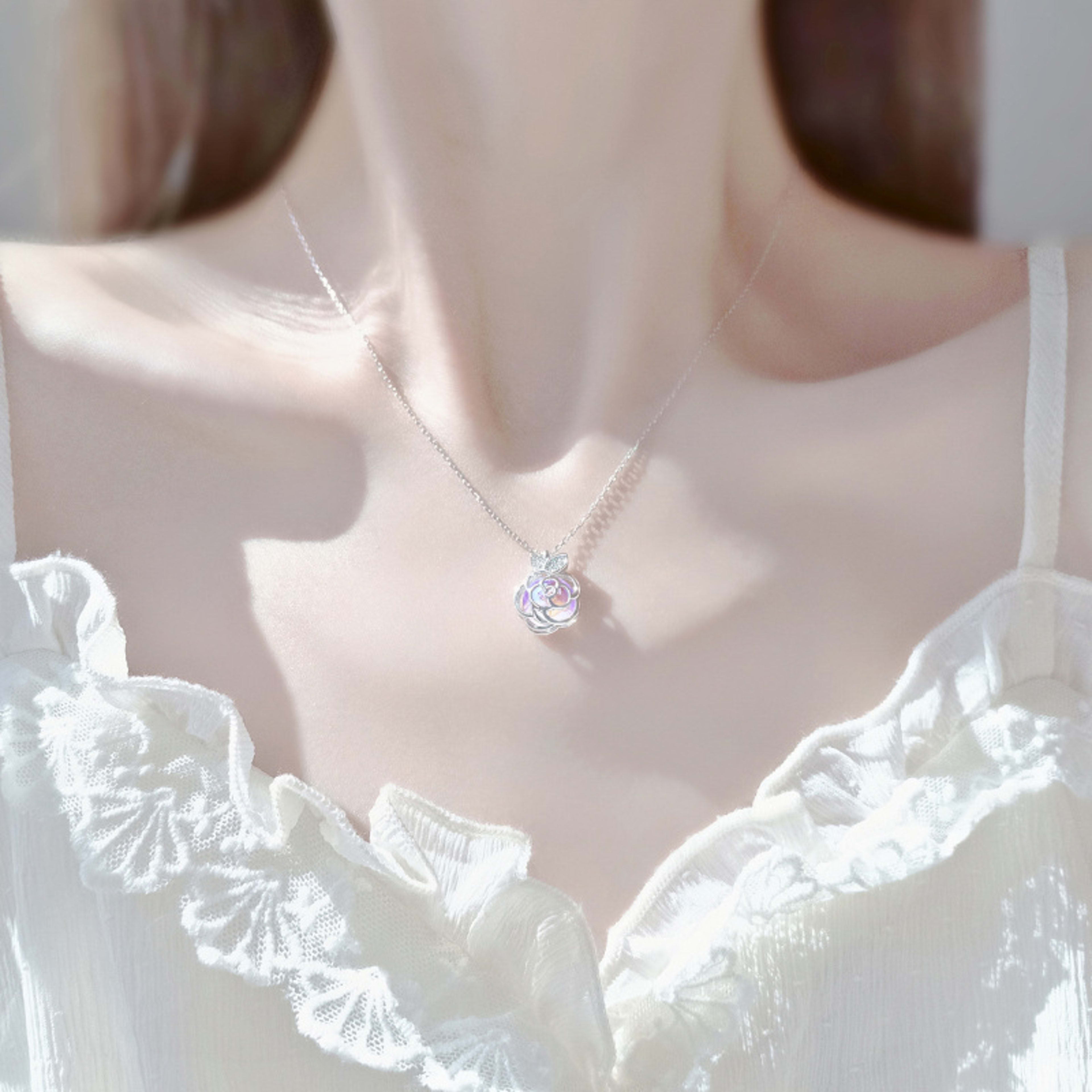 Camellia Advanced Design Sense Niche Gentle Flower Collarbone Necklace Bracelet 7