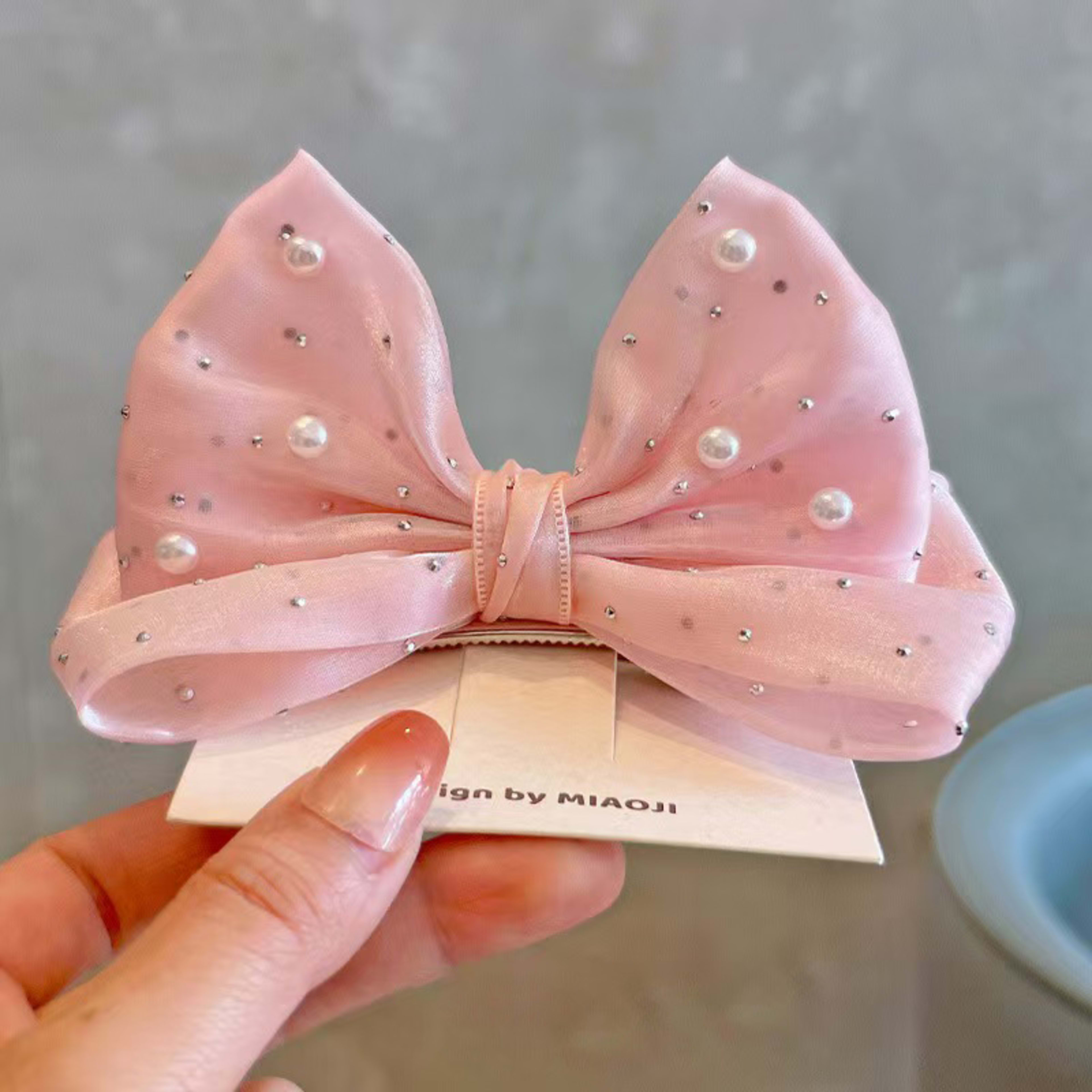 SpringSummer Kids Hair Clip With Three-Dimensional Pearl Big Bow 7