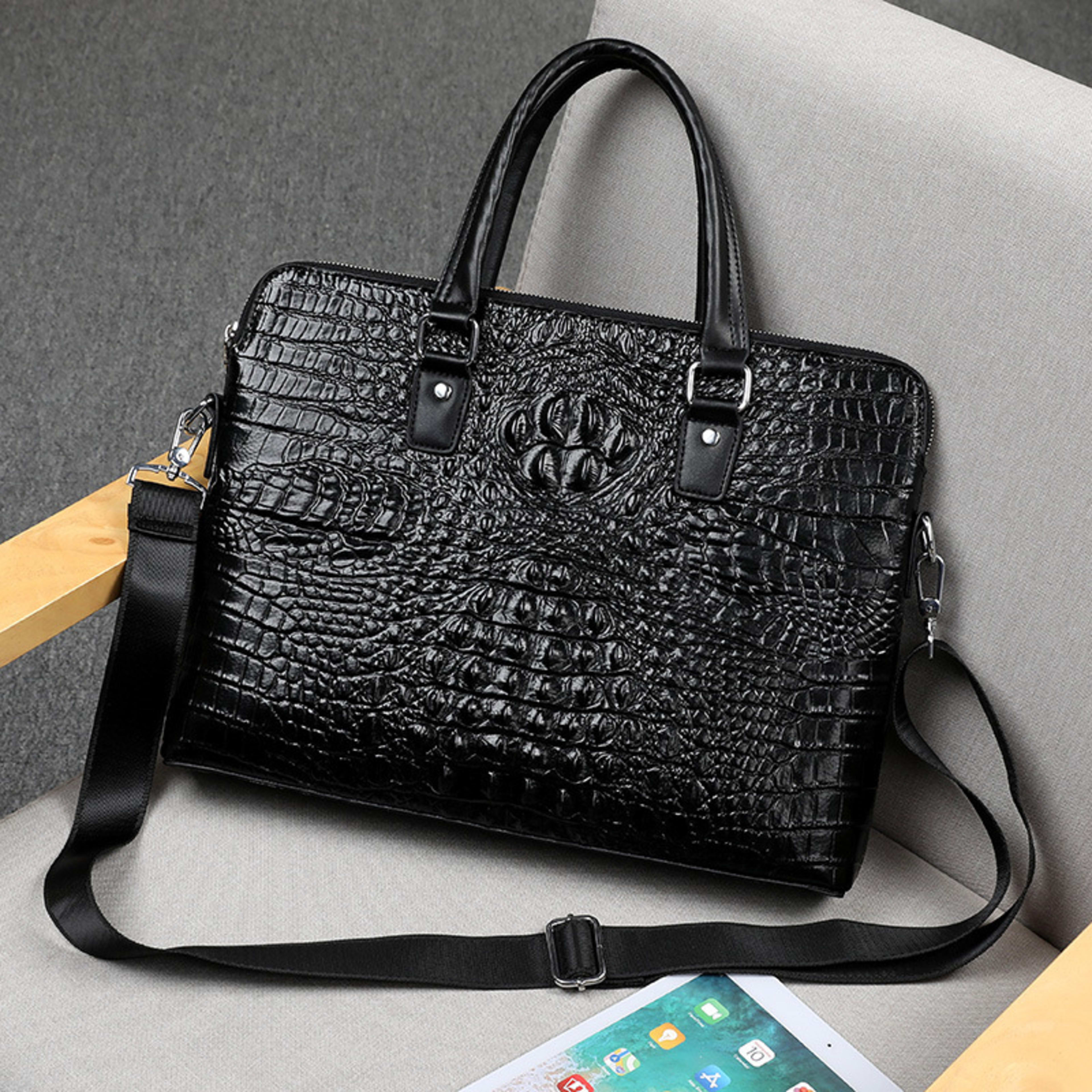 Men's New Crocodile Pattern Business Computer Bag Shoulder Briefcase 1