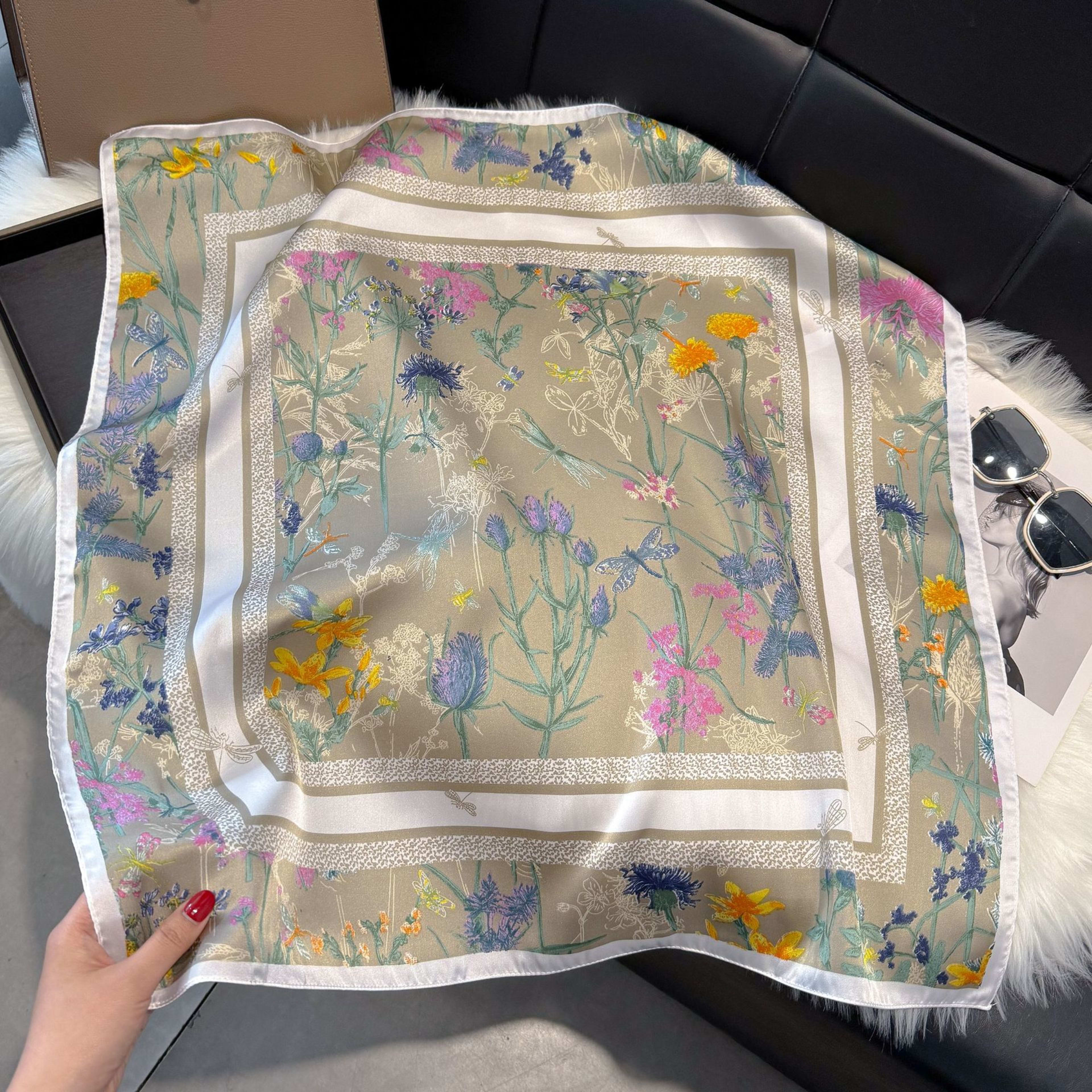 European And American-style ScarfSquare Kerchief Imitation Silk Vintage Cashew Pattern 30
