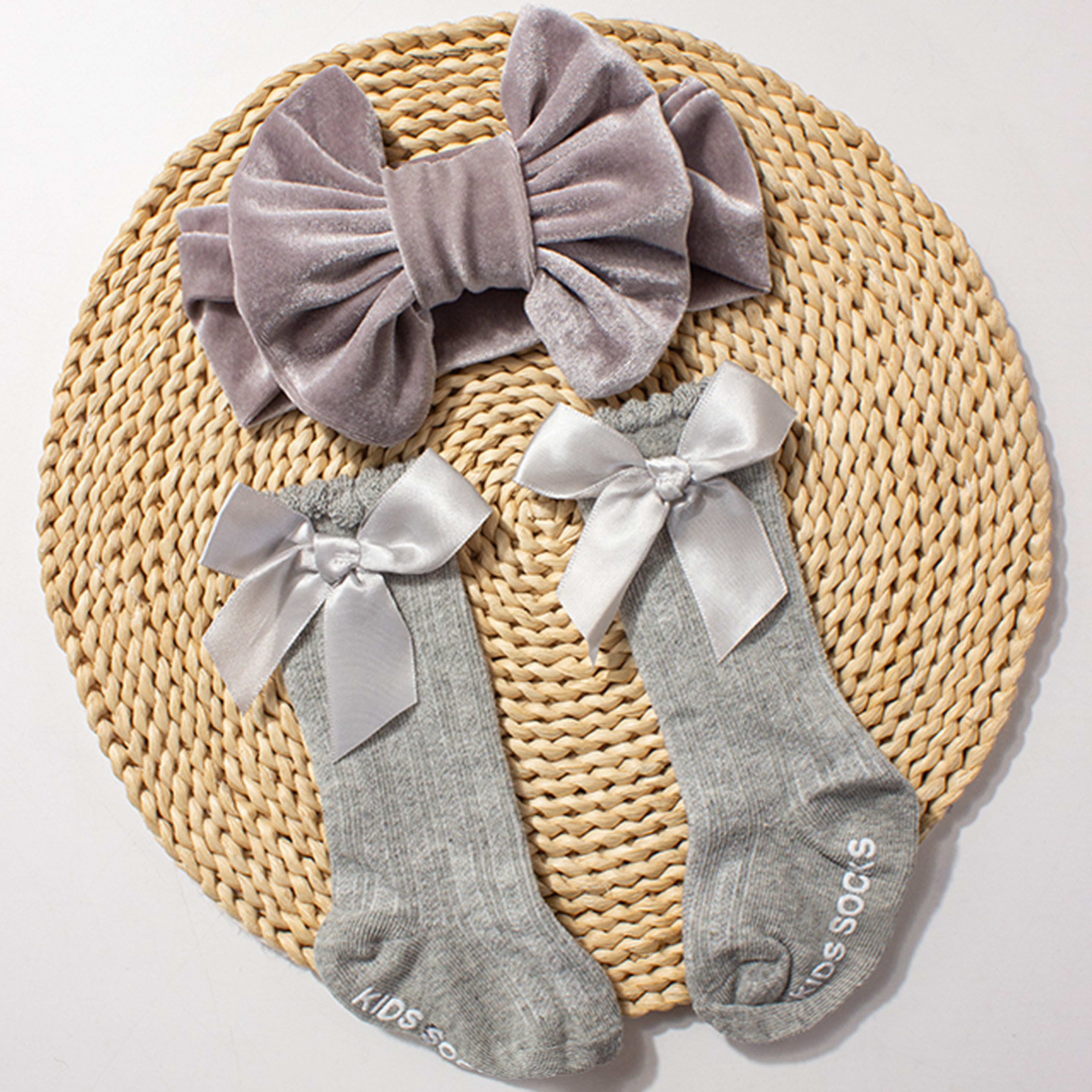 Velvet Baby Headband And Sock Set 3