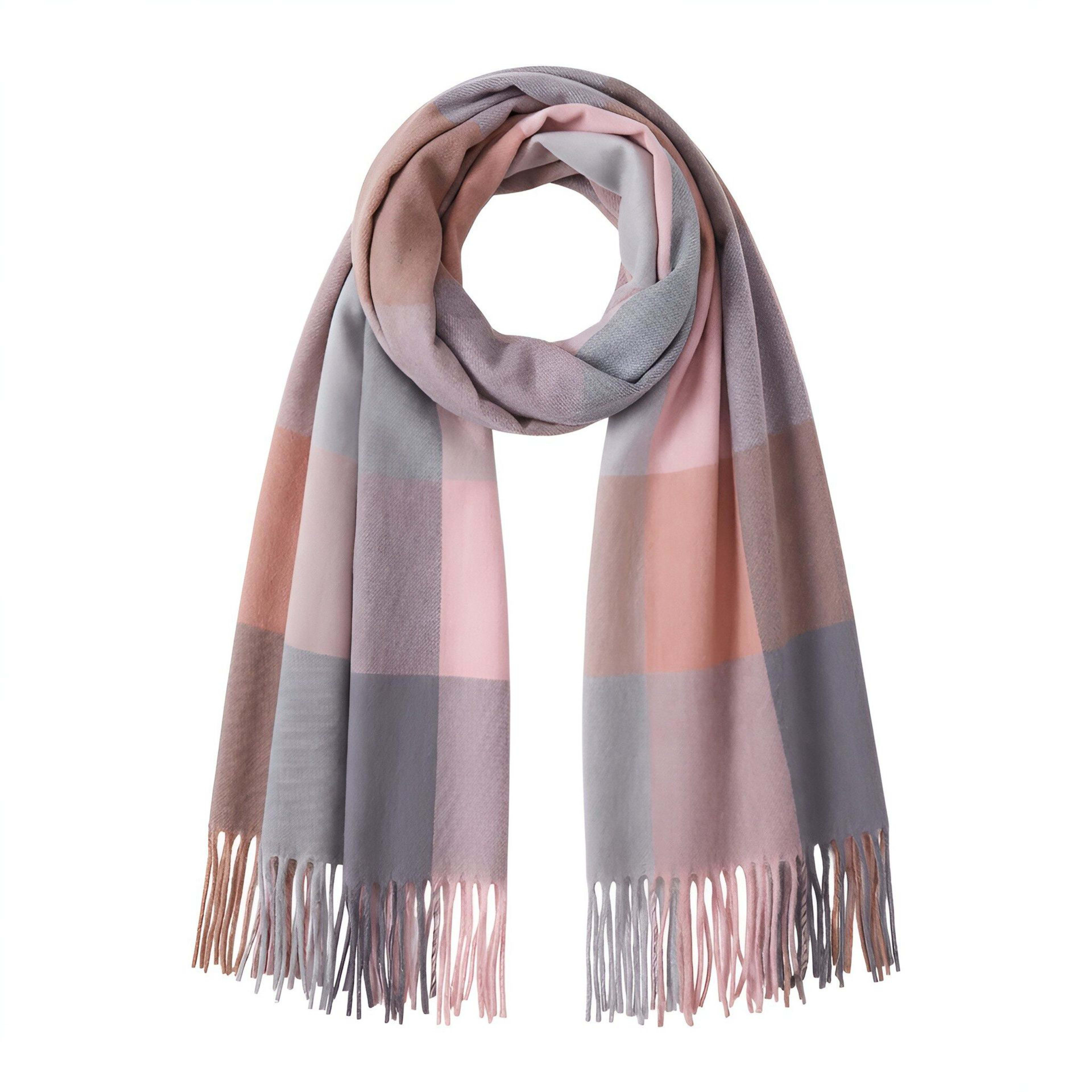 British-style Mens And Womens Couple Tassel Scarf With Large Plaid Pattern 22