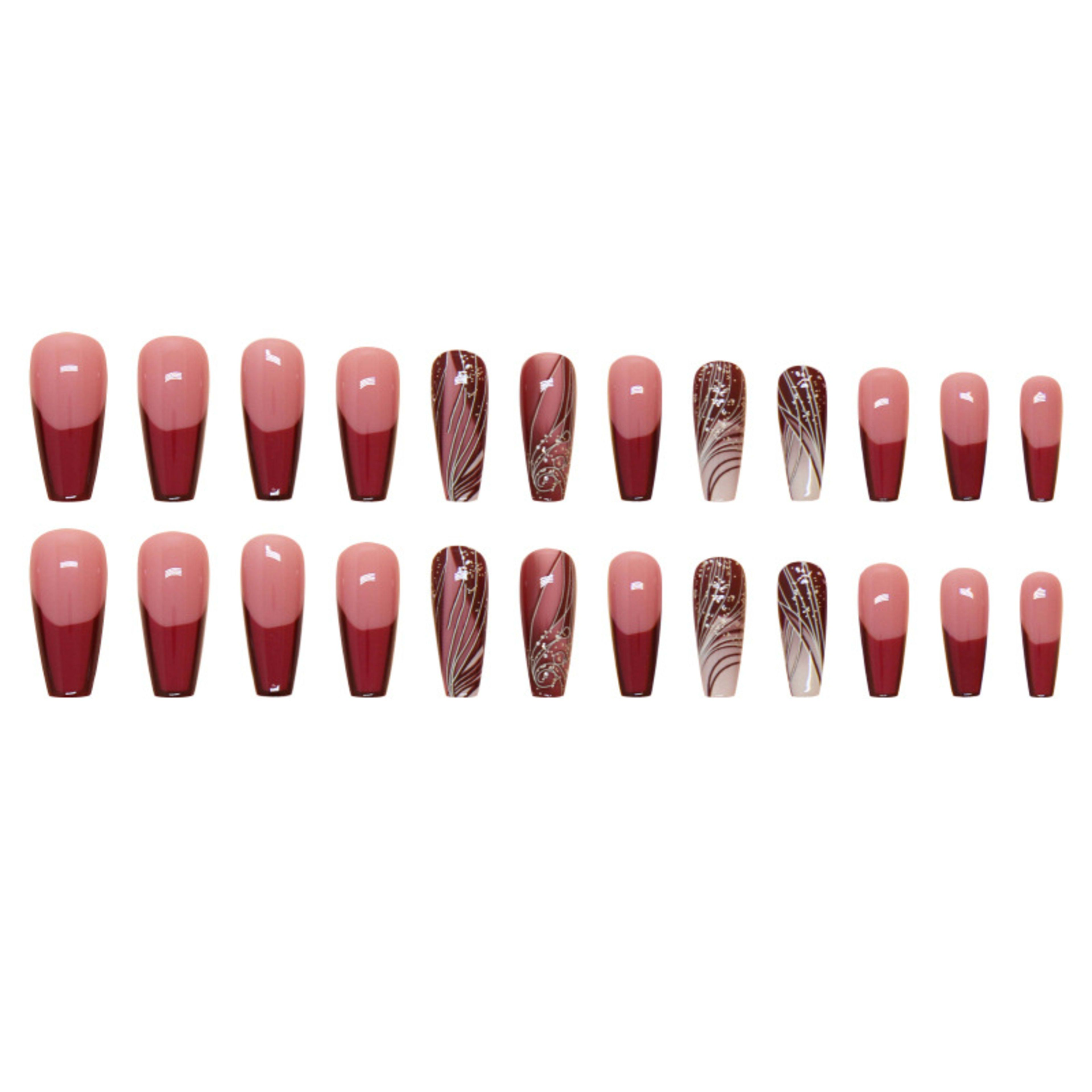Line Pattern Fake Nails Wear Nail Removable Nail Sticker Patch 3