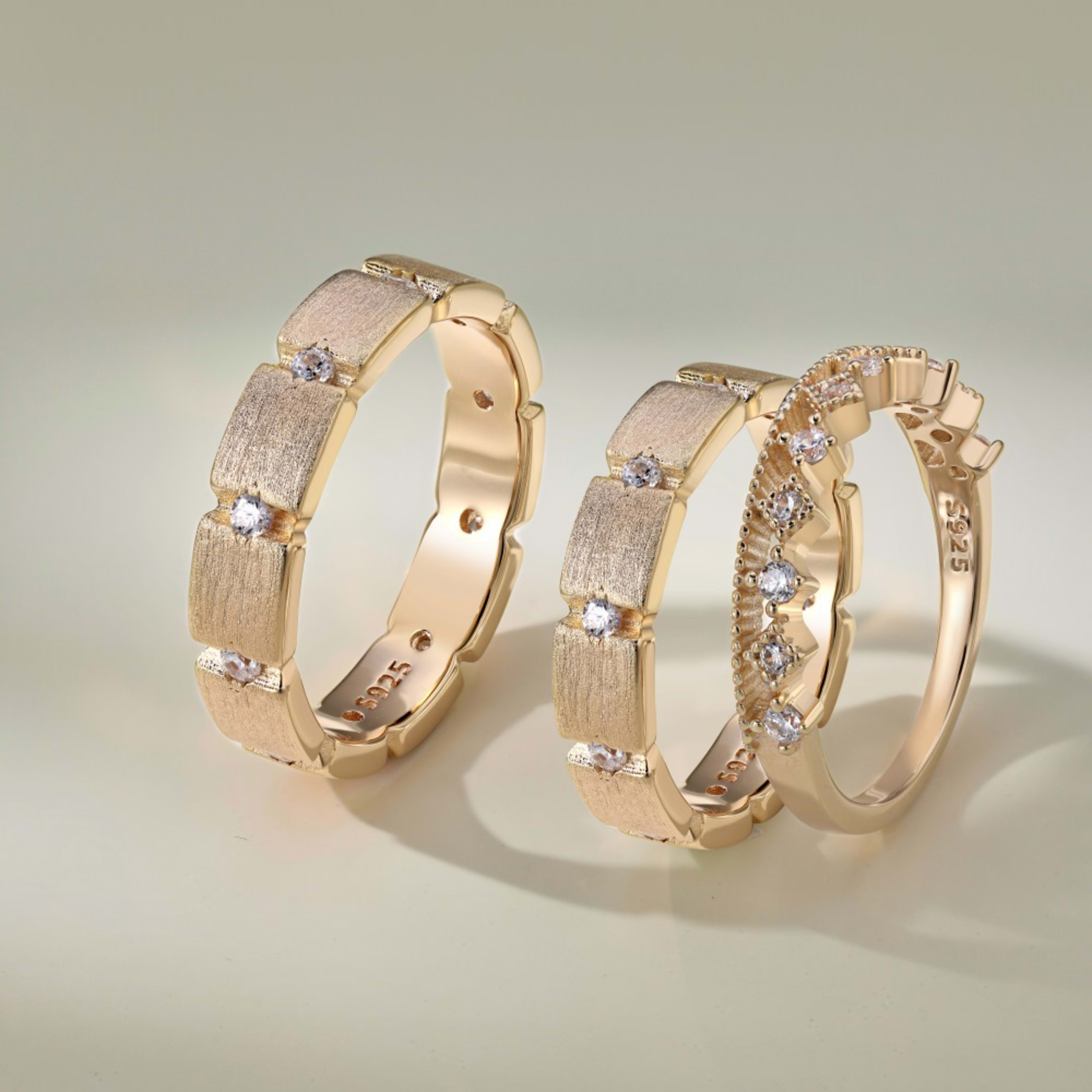 S925 Sterling Silver Men And Women Couple Rings Personality Fashion Round Zirconium Gang Drill Slim Ring Simple All-matc
