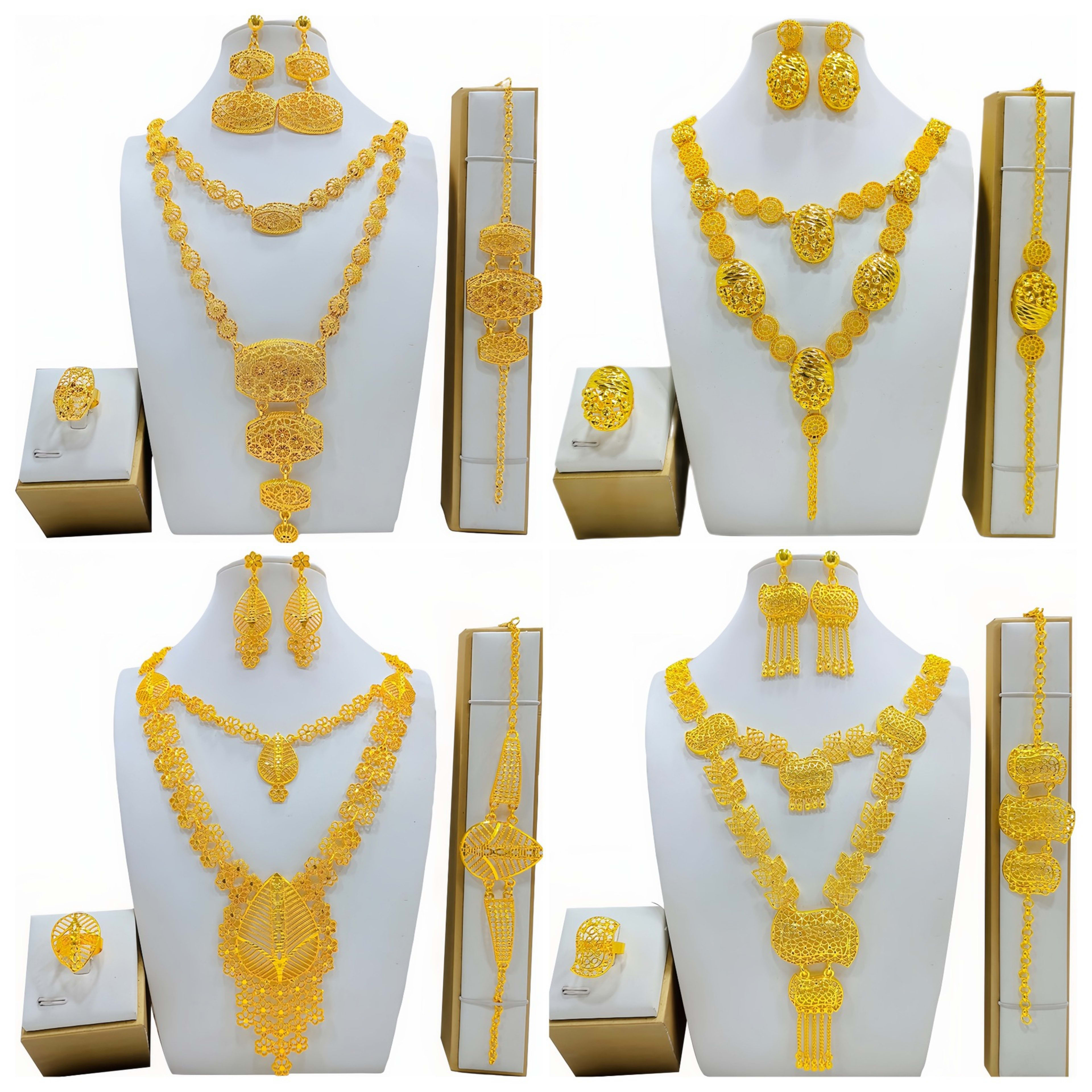 Fashion Women's Necklace Earring Ring Bracelet Suit