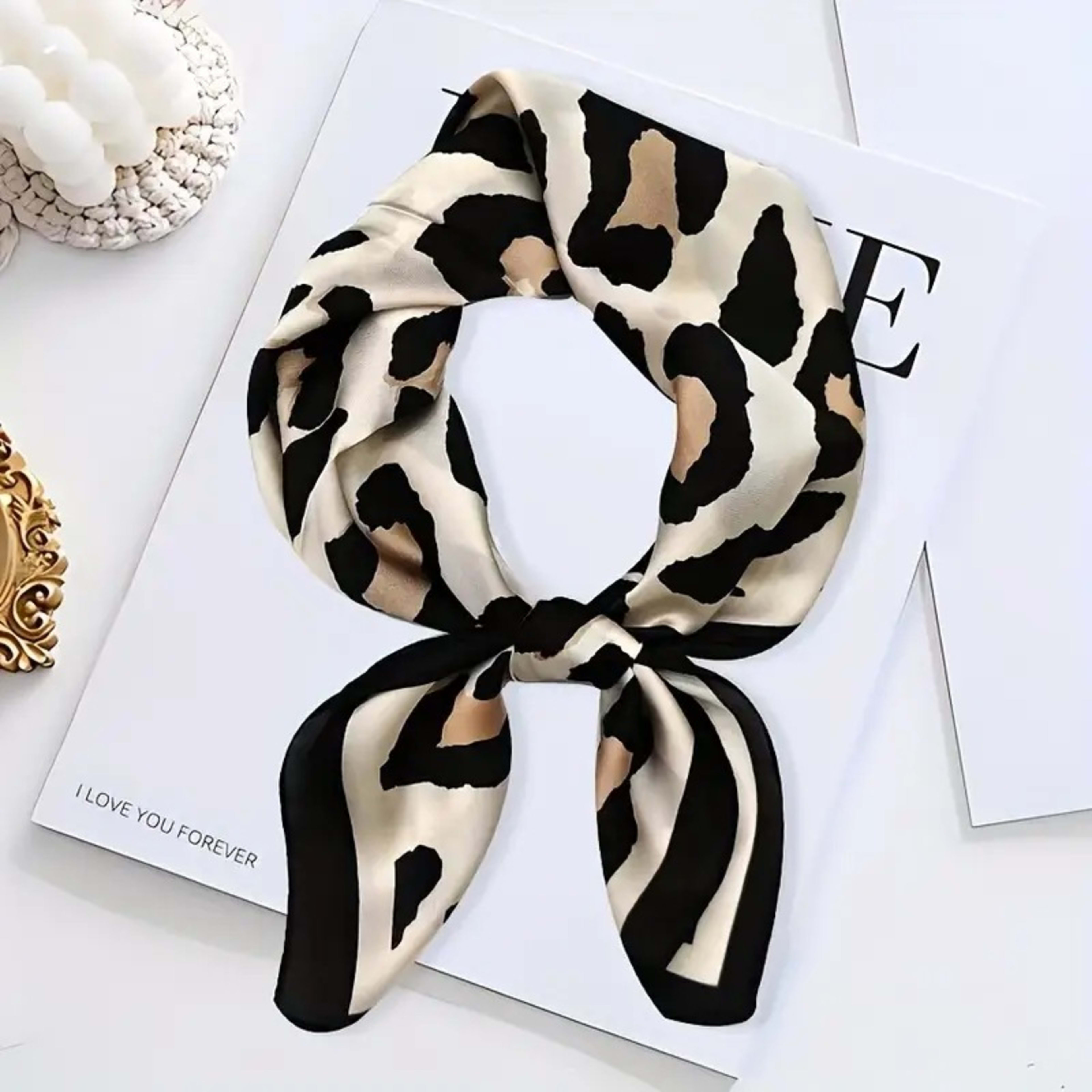 Small Scarf Vintage Printed Silk Scarf For Women 42
