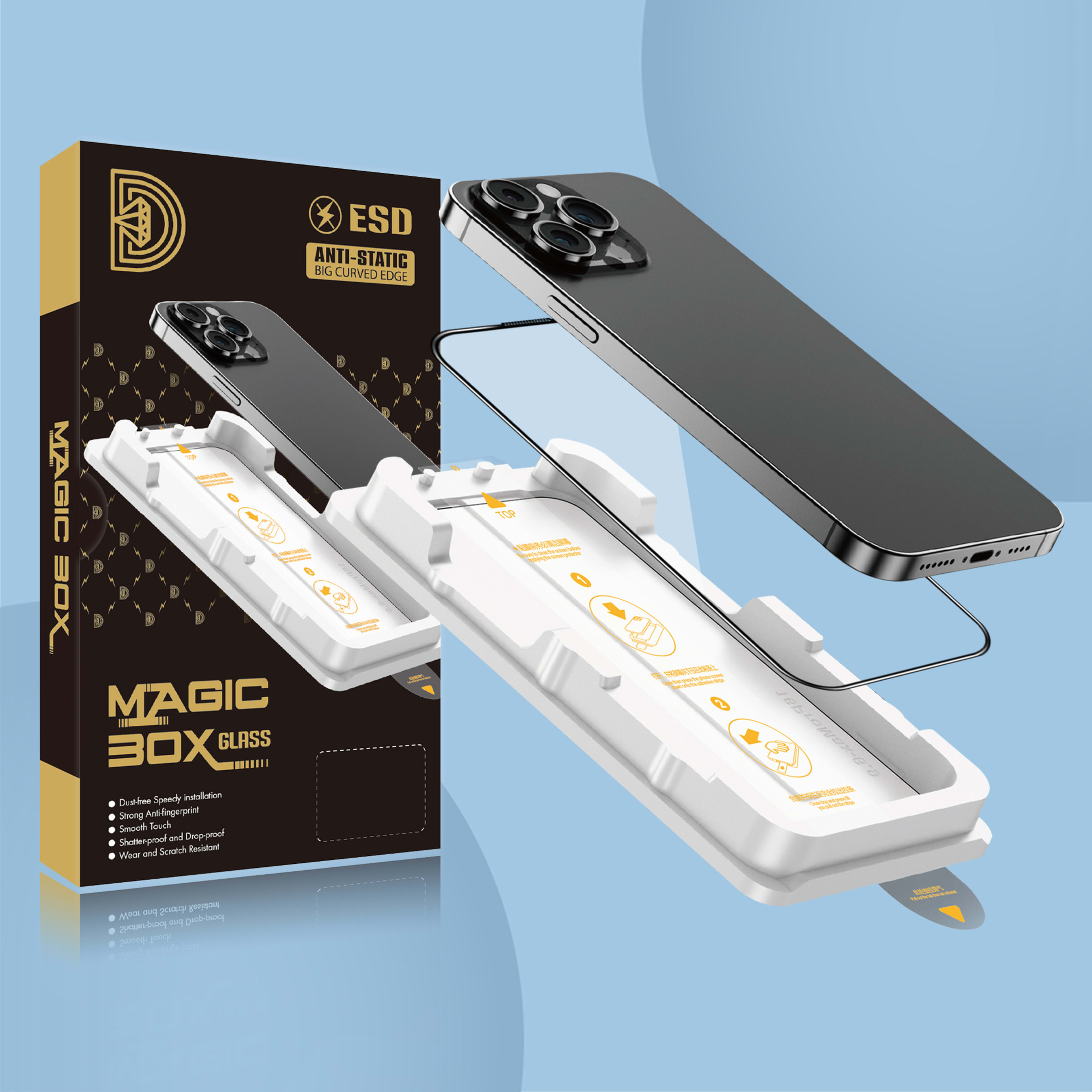 HD Magic Box Dust-Free Chamber Phone Tempered Glass Screen Protector 5