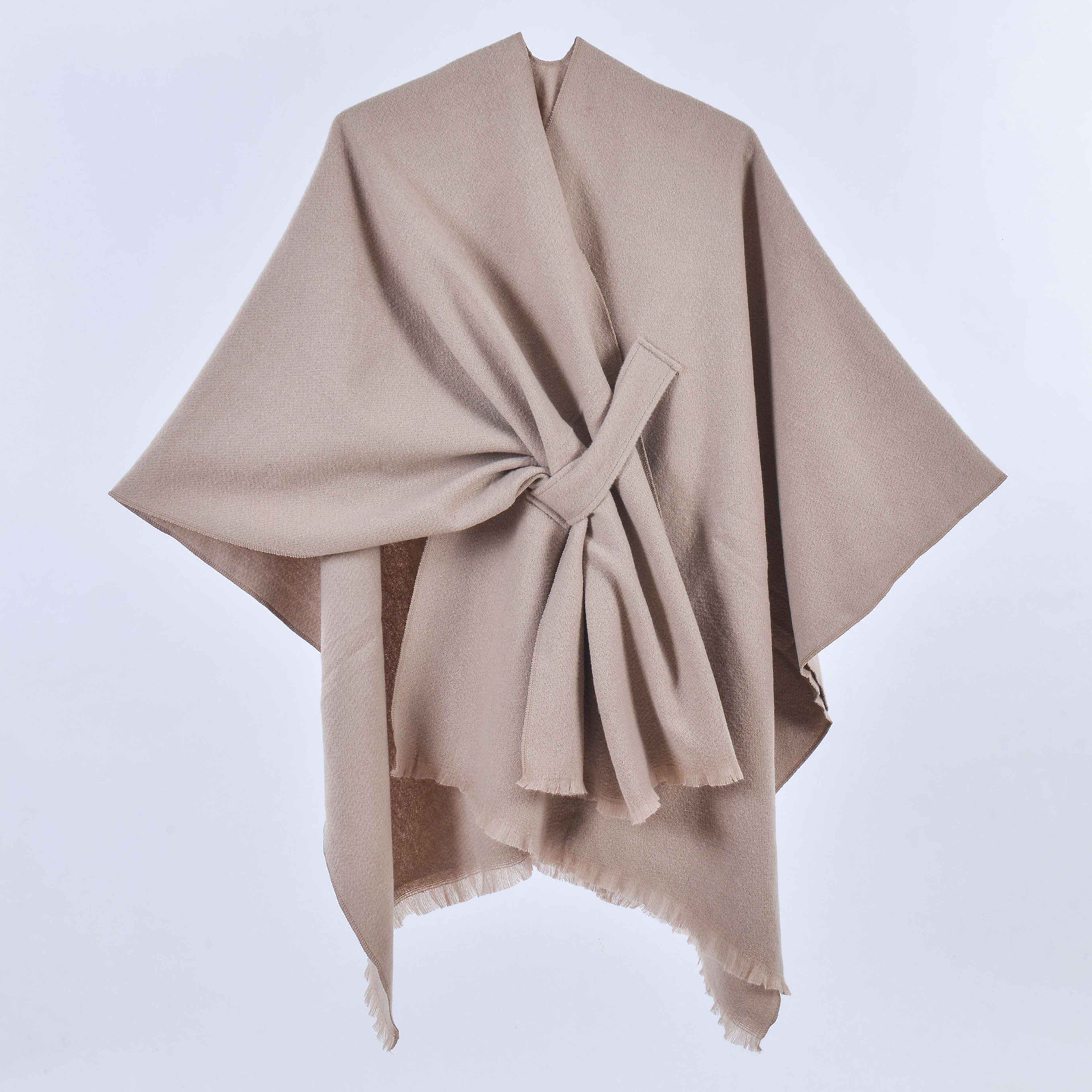 Warm Cloak Simple Double-sided Solid-color Split Design Faux Cashmere Outer Shawlwholesale On Amazon 1