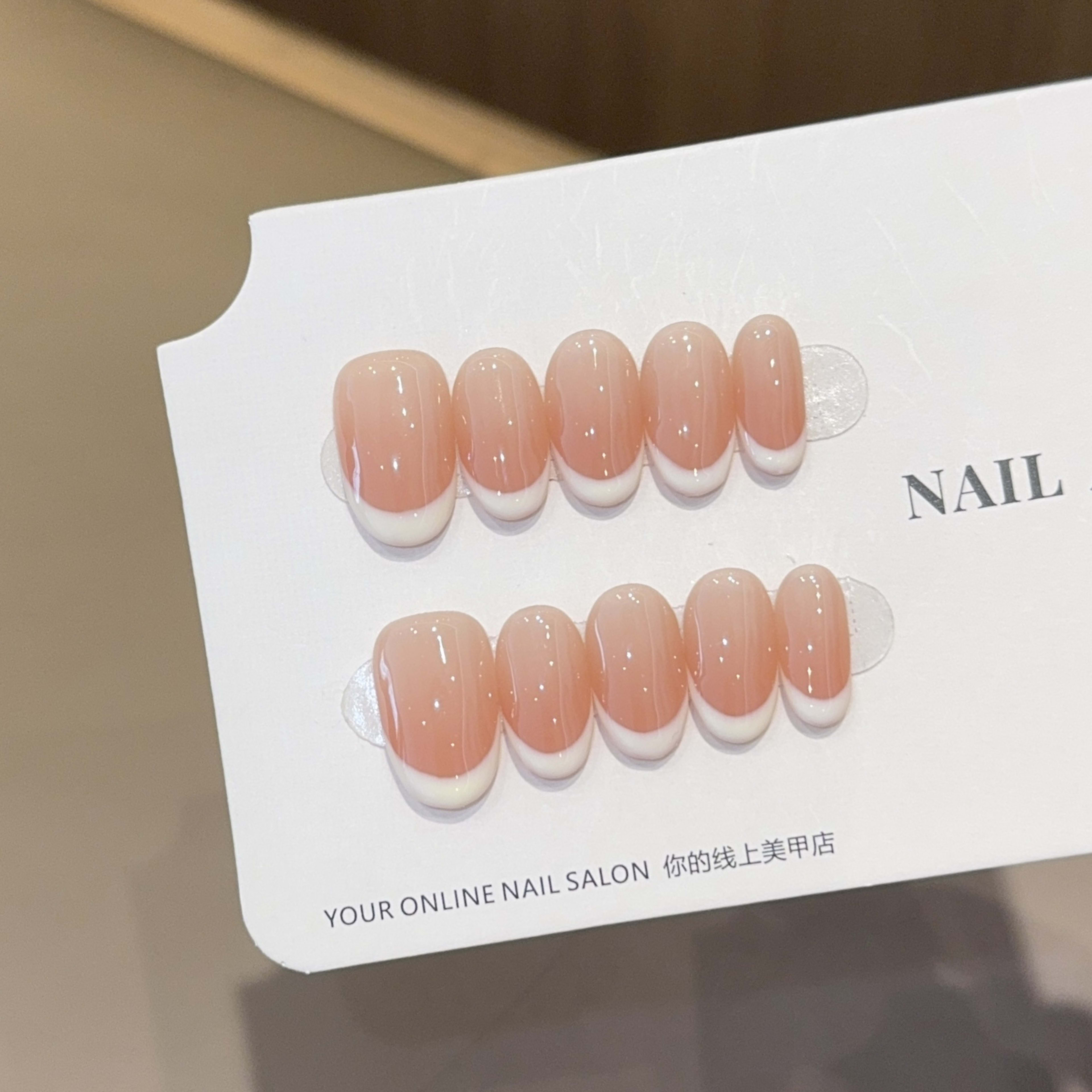 Baramine French Style Handmade Wear Armor High Sense Nail Stickers Fake Nail Tip 5