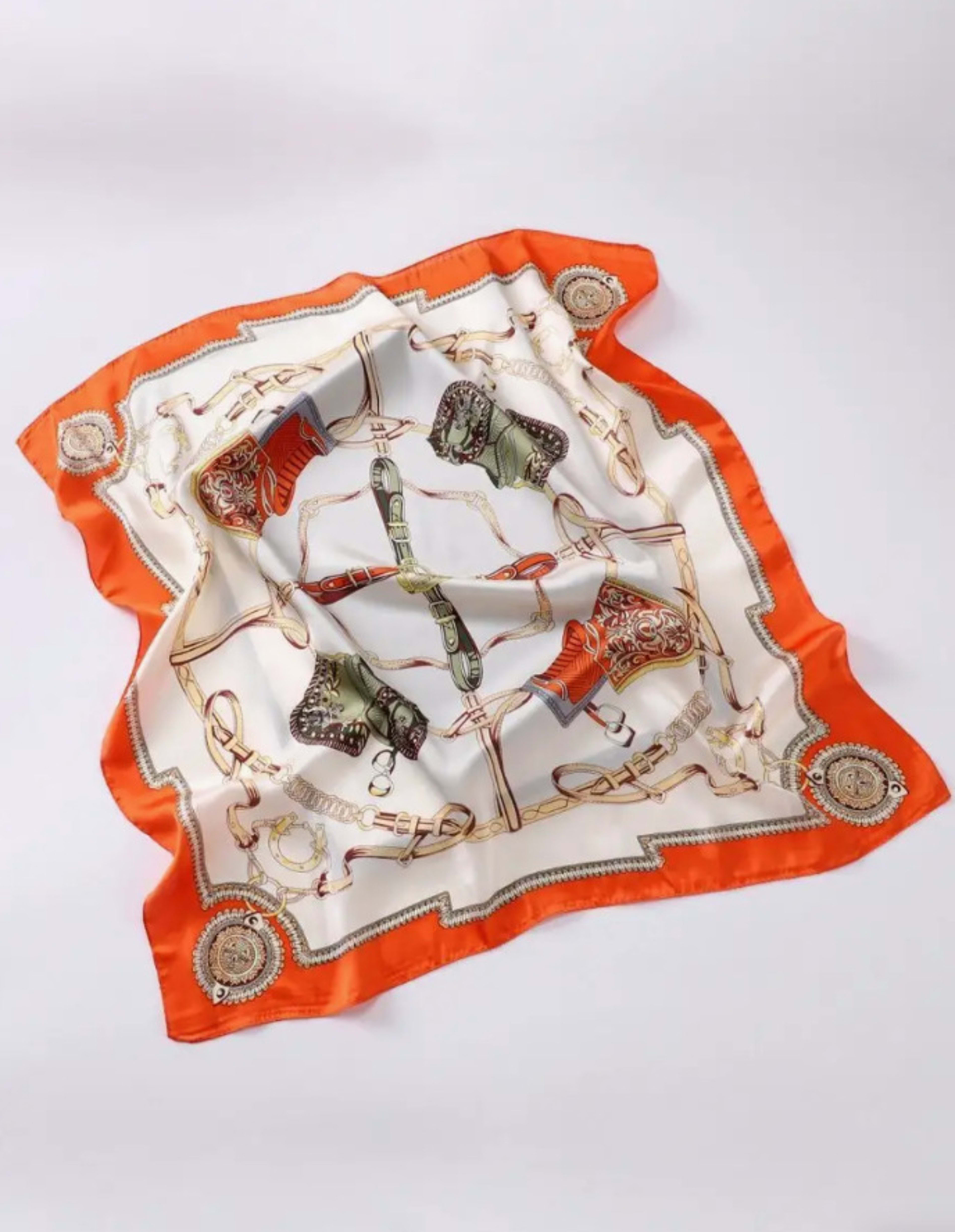 Small Scarf Vintage Printed Silk Scarf For Women 99