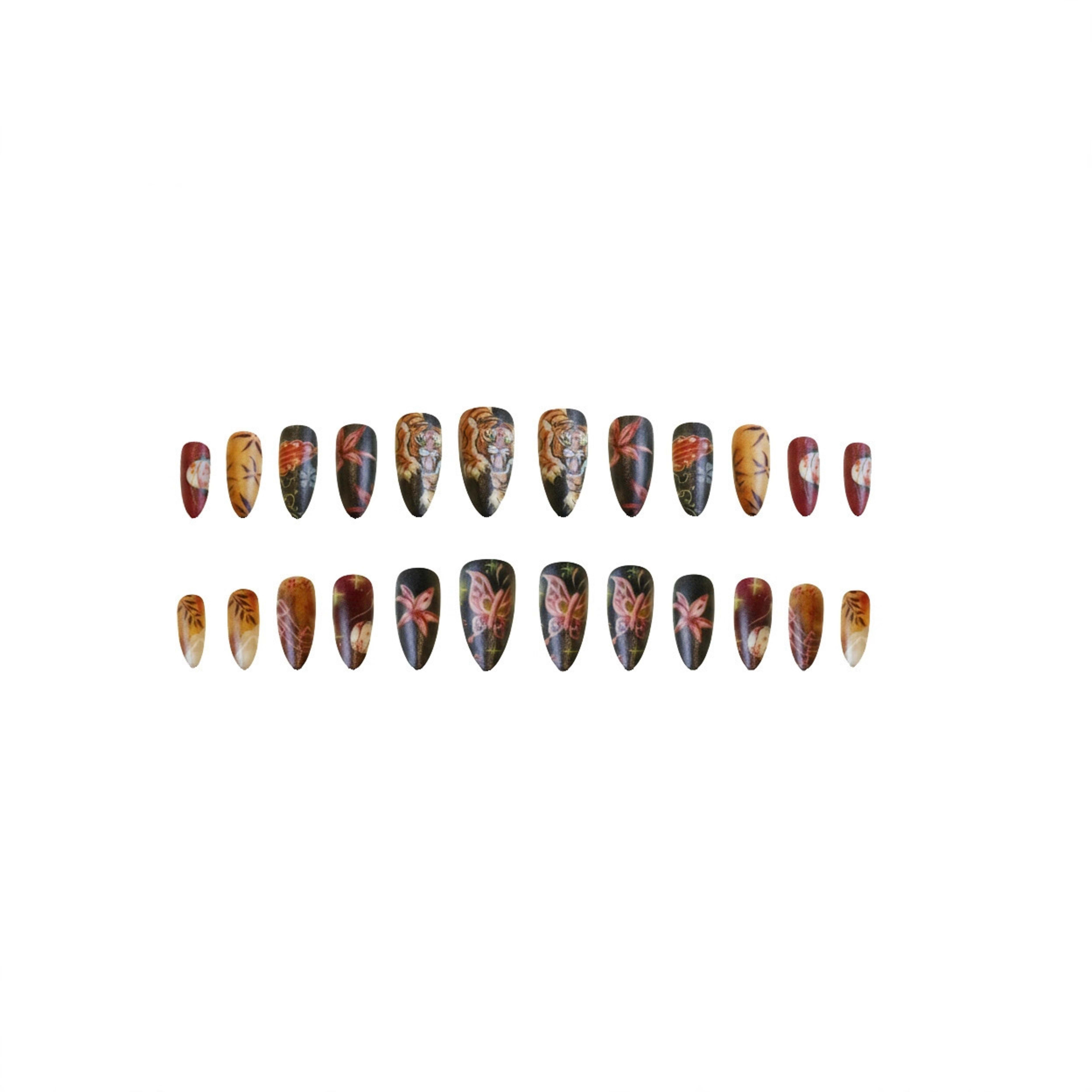 Retro Tiger Style Nail Tips 24 Pieces 4