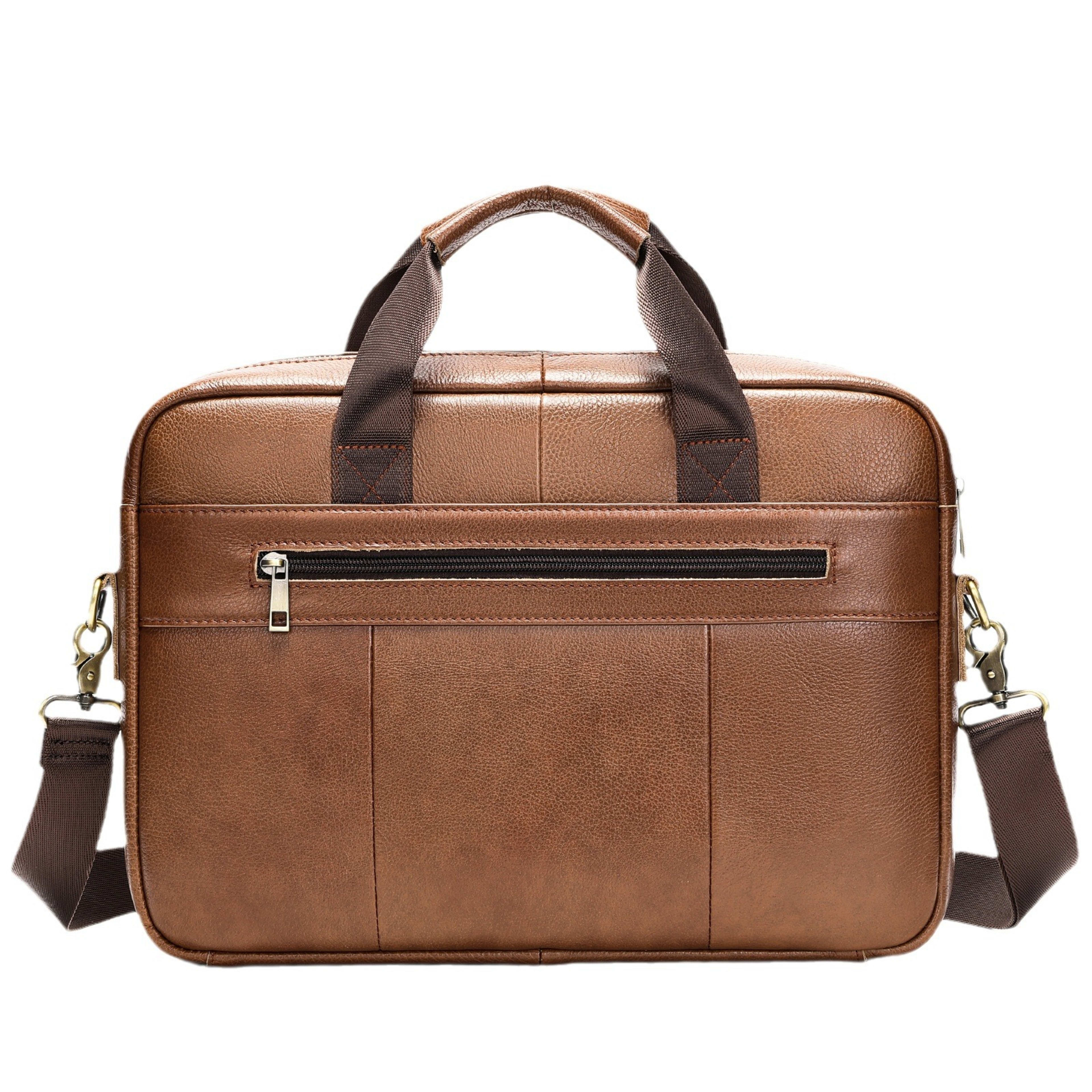 Men's Official Document Leather Casual Computer Bag Shoulder Crossbody 6