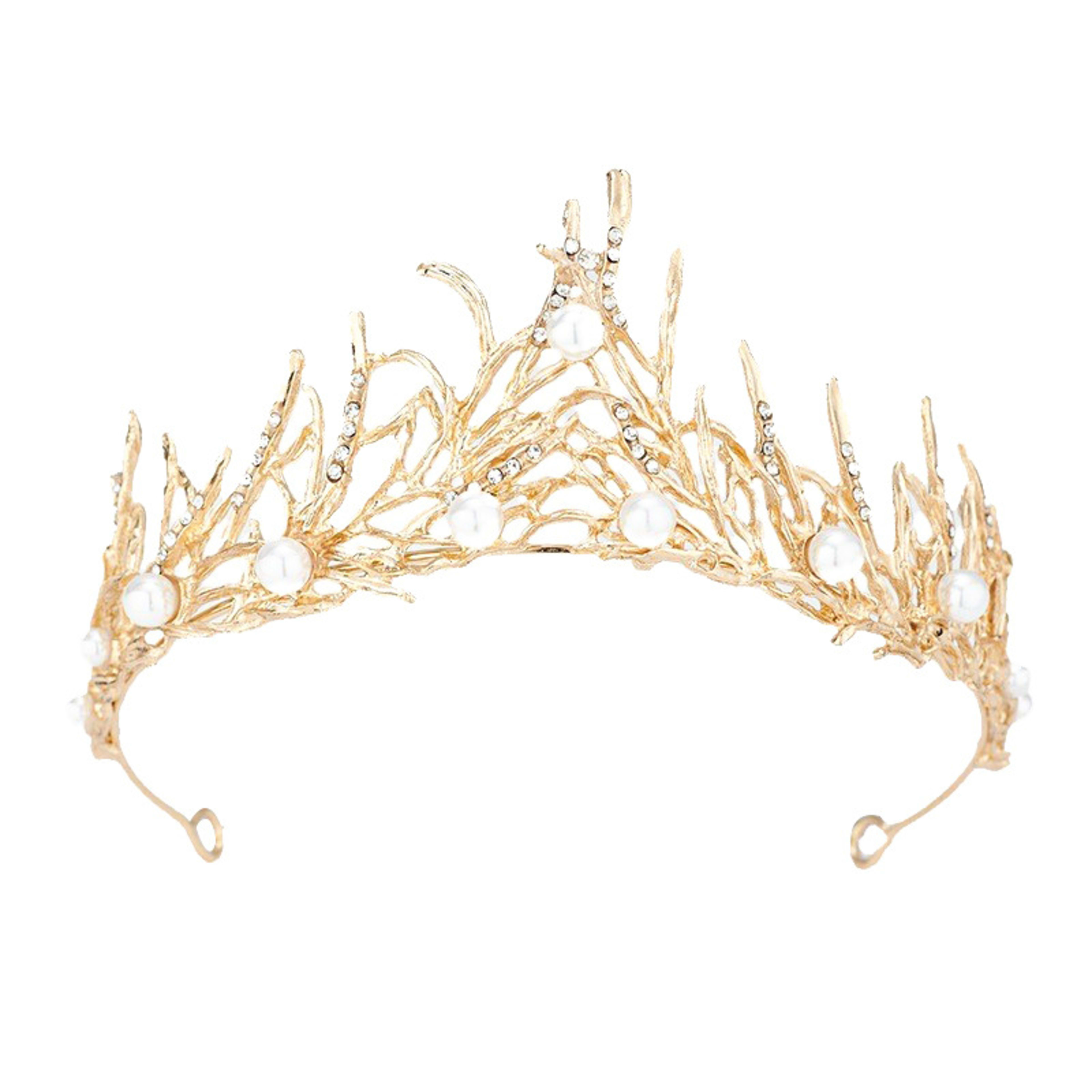 Retro Bridal Crown Alloy Minimalist Baroque Headband With Pearl Accents 4