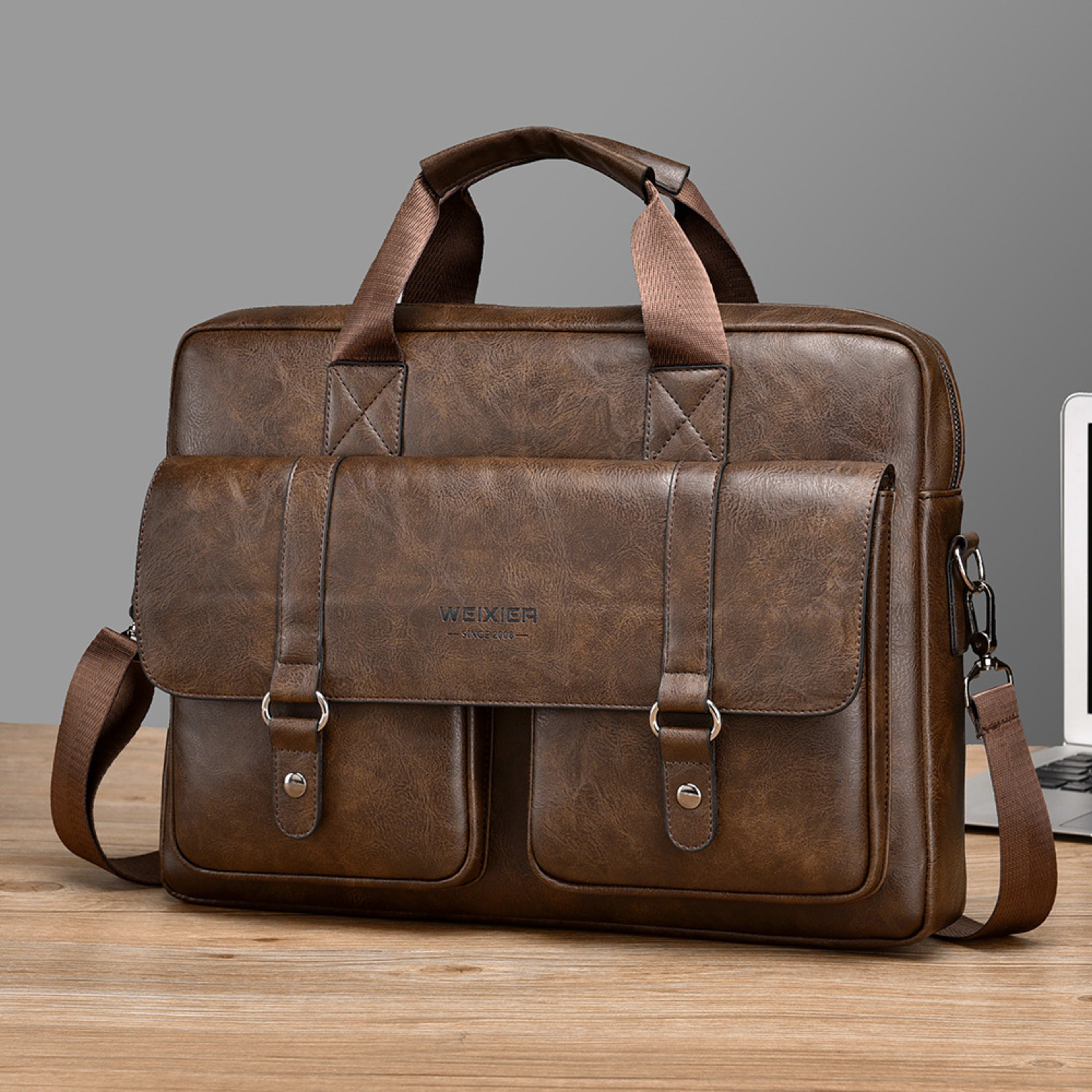 Mens Business Large-Capacity ShoulderCrossbody Simple Briefcase 8
