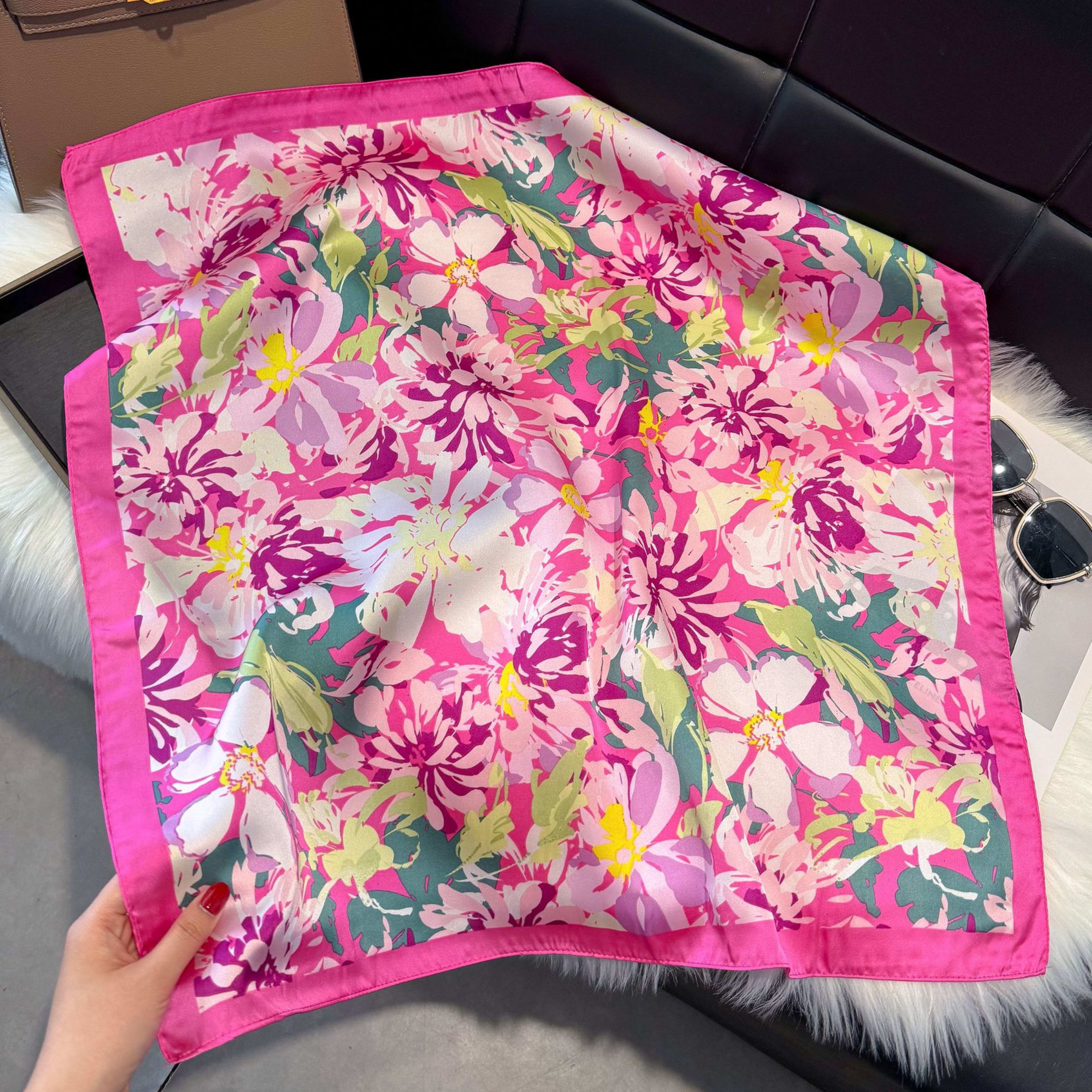 European And American-style ScarfSquare Kerchief Imitation Silk Vintage Cashew Pattern 15