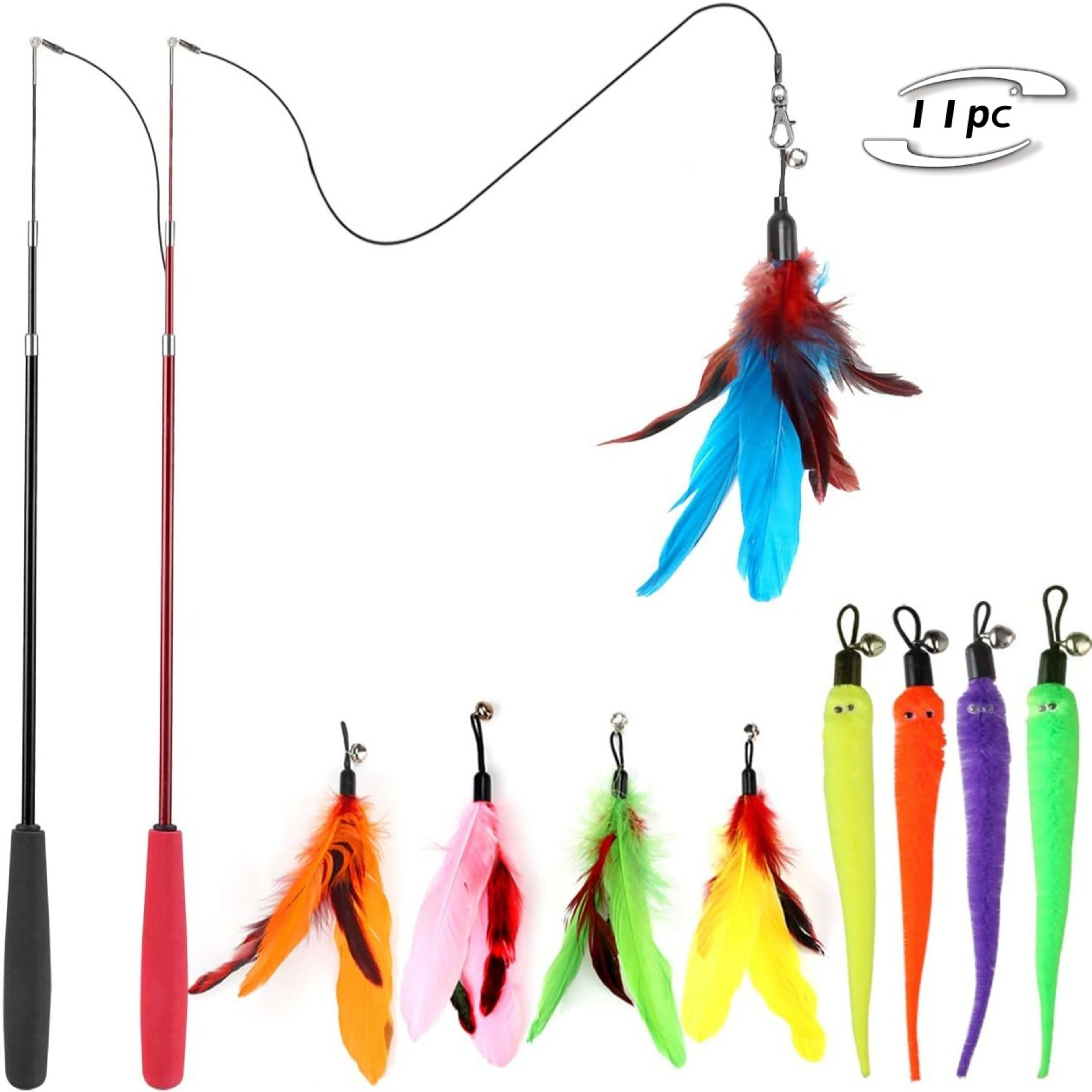 11-Piece Cat Toy Set With Colorful Feathers 2