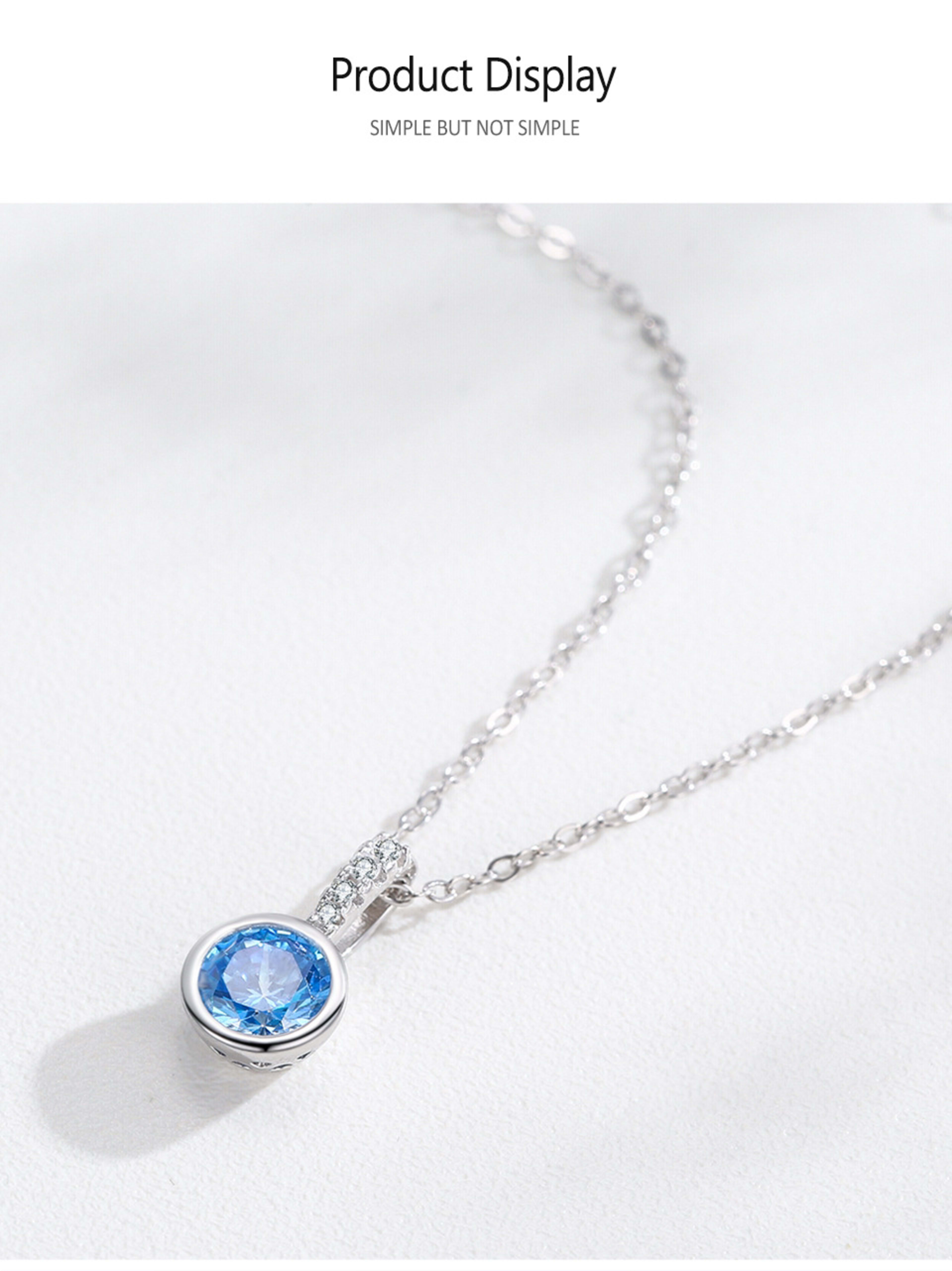 Women's Light Luxury Sea Blue Artificial Diamond Earrings Necklace 6