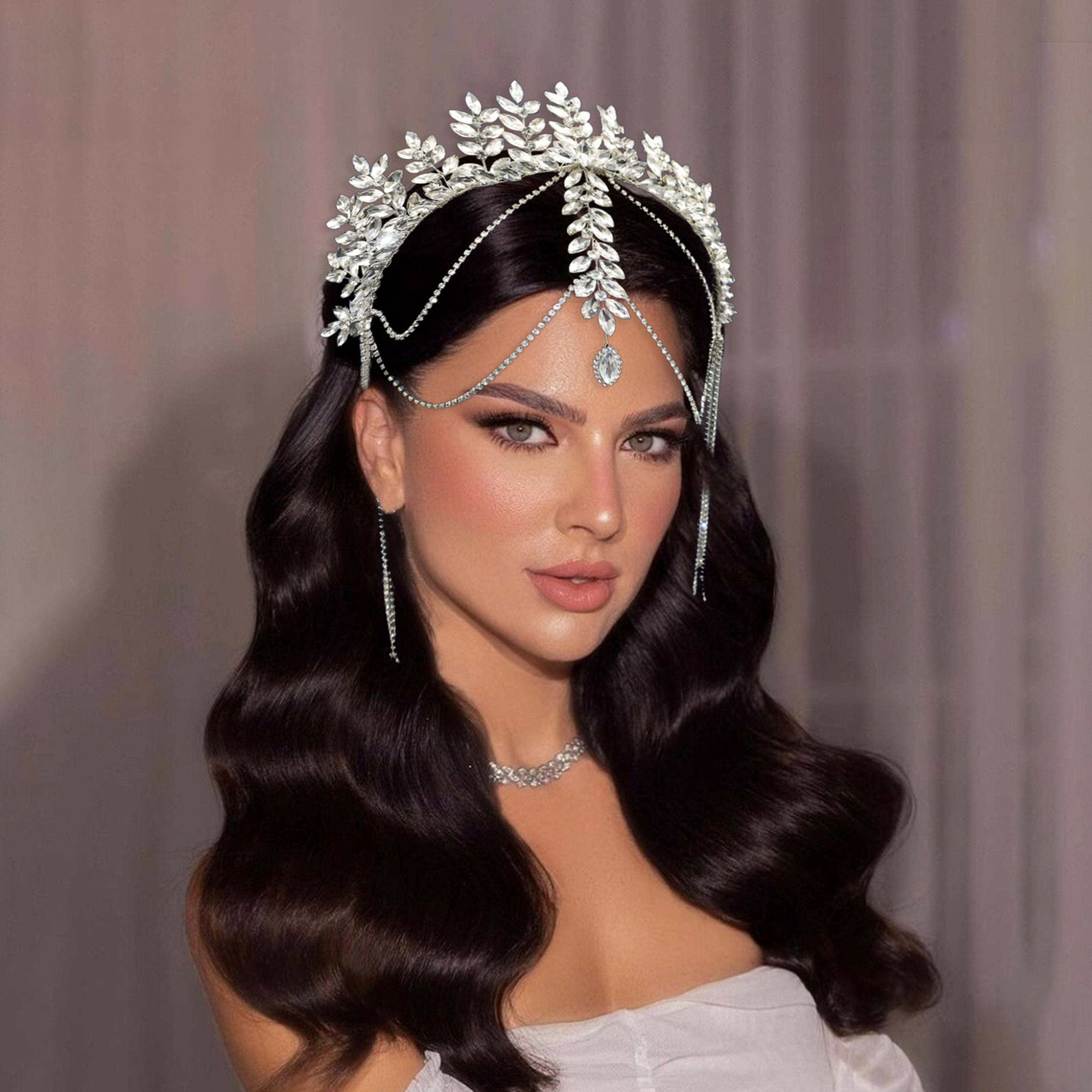 Bridal Rhinestone Wedding Gown Accessories Creative Hair-clipping Tassel Headband 2